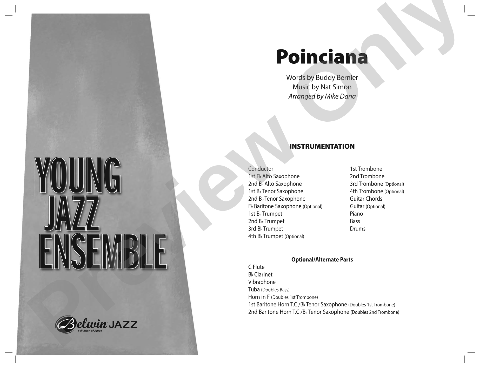 Poinciana: Jazz Ensemble Conductor Score & Parts
