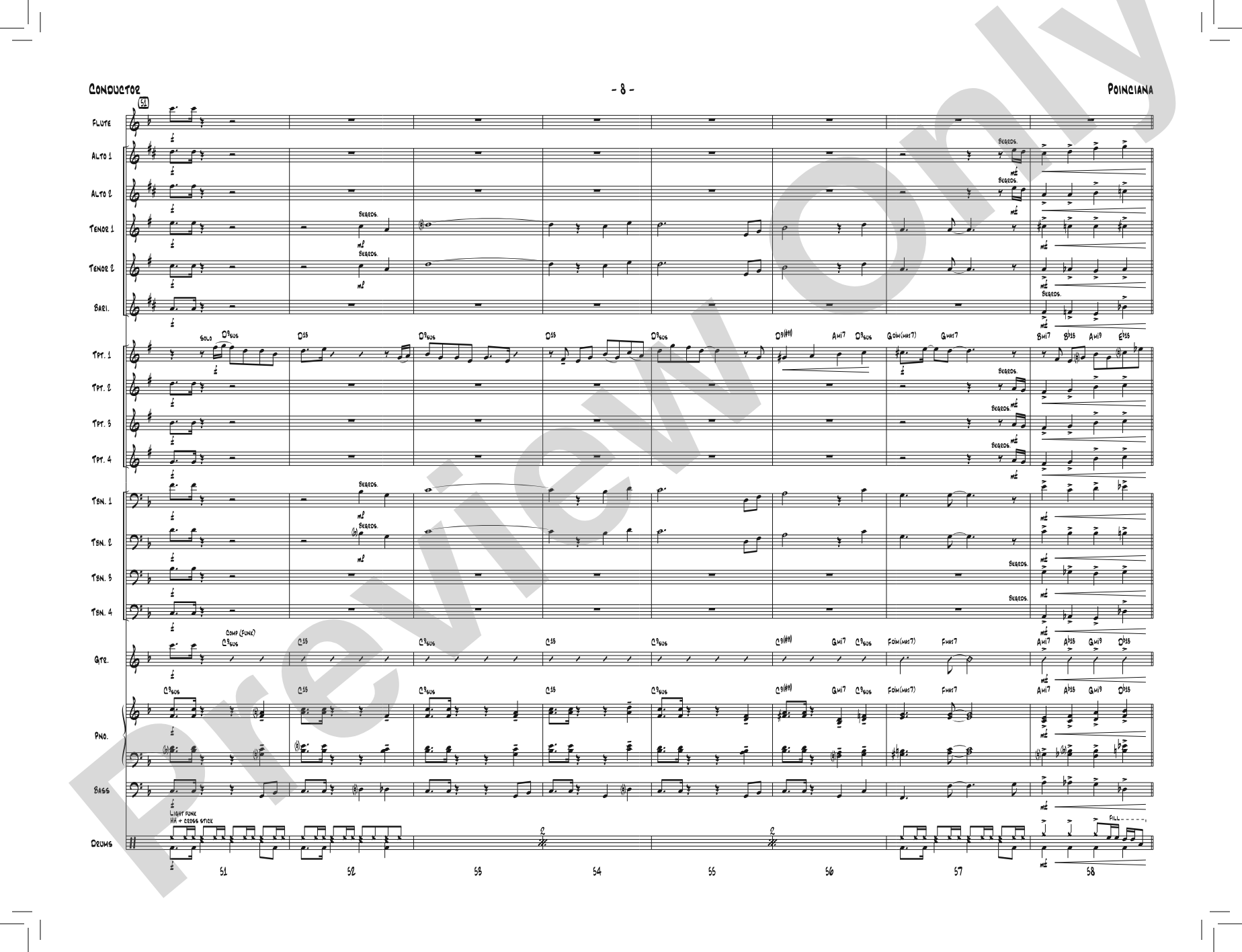 Poinciana: Jazz Ensemble Conductor Score & Parts