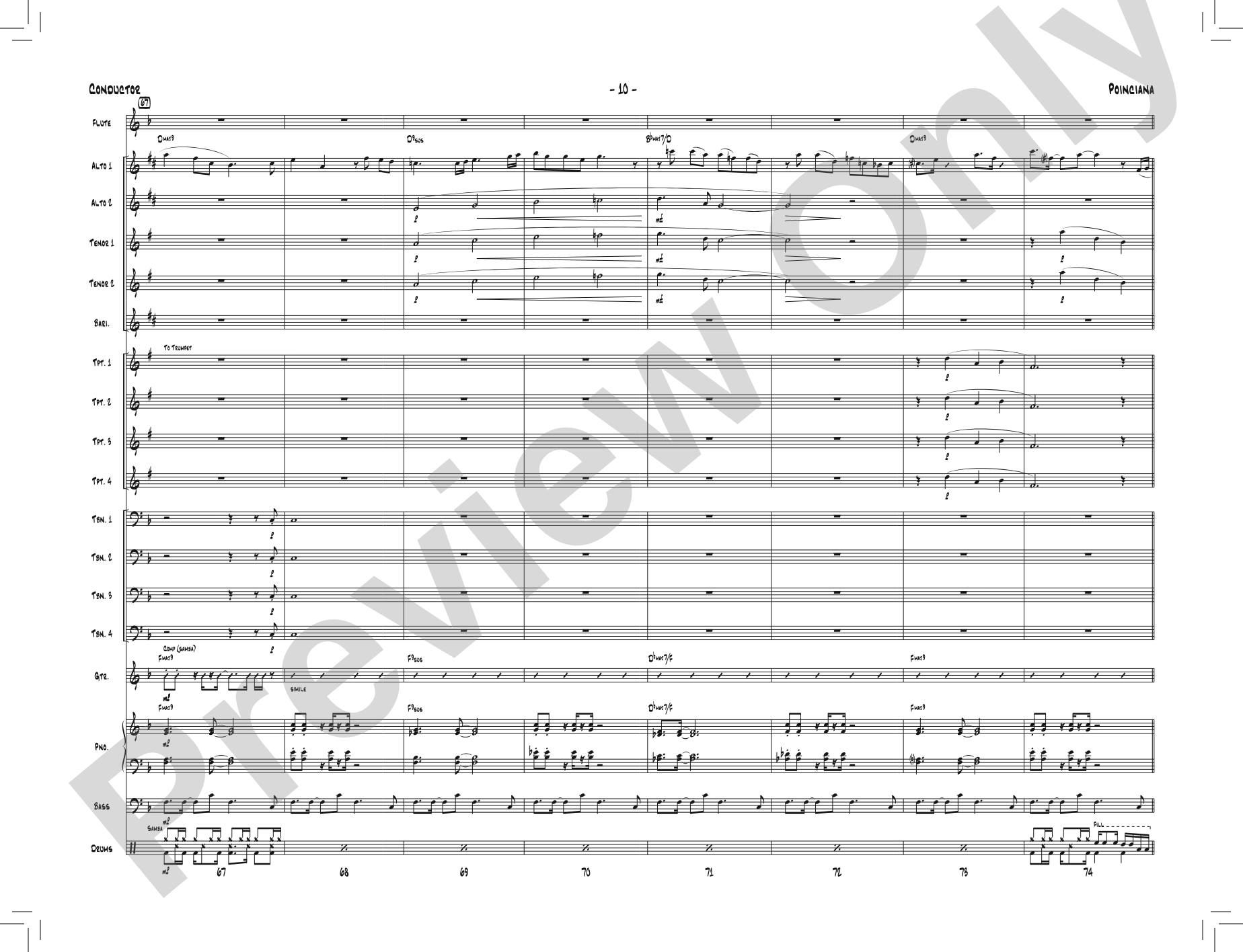 Poinciana: Jazz Ensemble Conductor Score & Parts