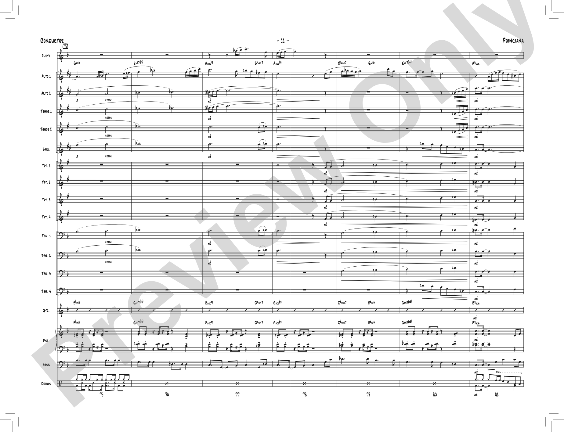 Poinciana: Jazz Ensemble Conductor Score & Parts