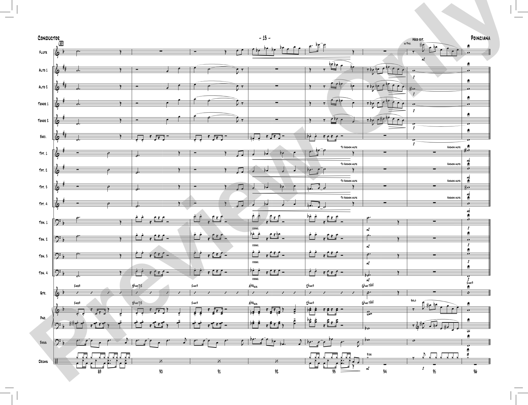 Poinciana: Jazz Ensemble Conductor Score & Parts