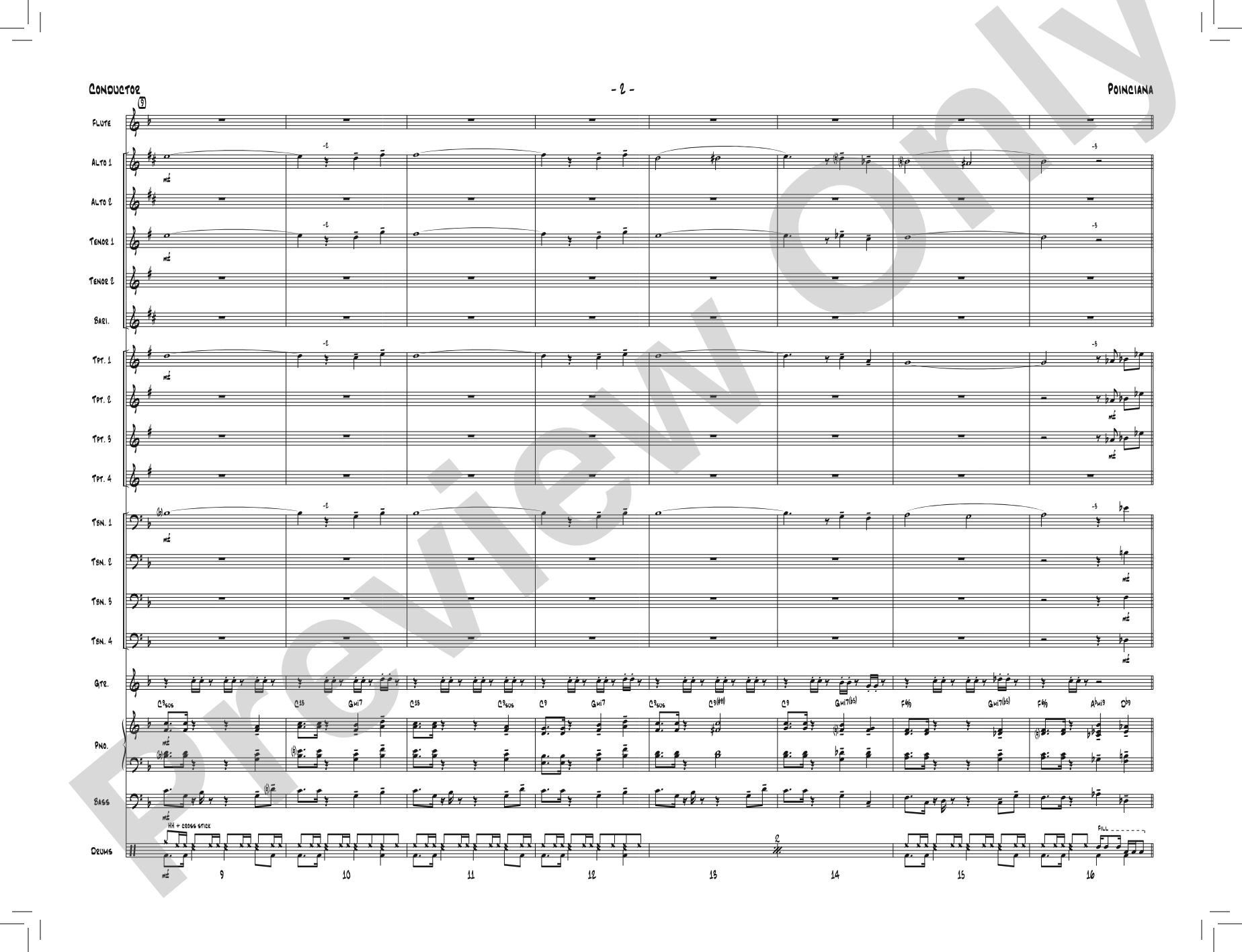 Poinciana: Jazz Ensemble Conductor Score & Parts