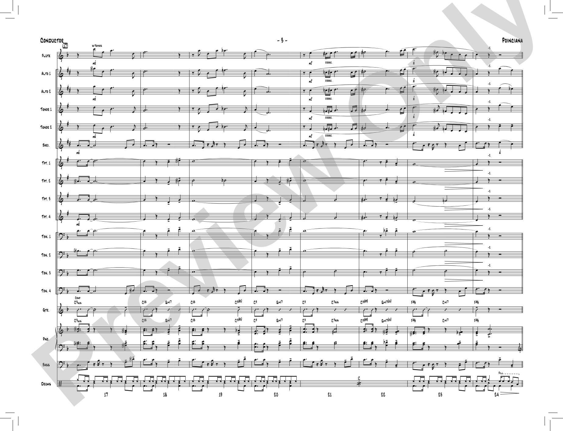 Poinciana: Jazz Ensemble Conductor Score & Parts