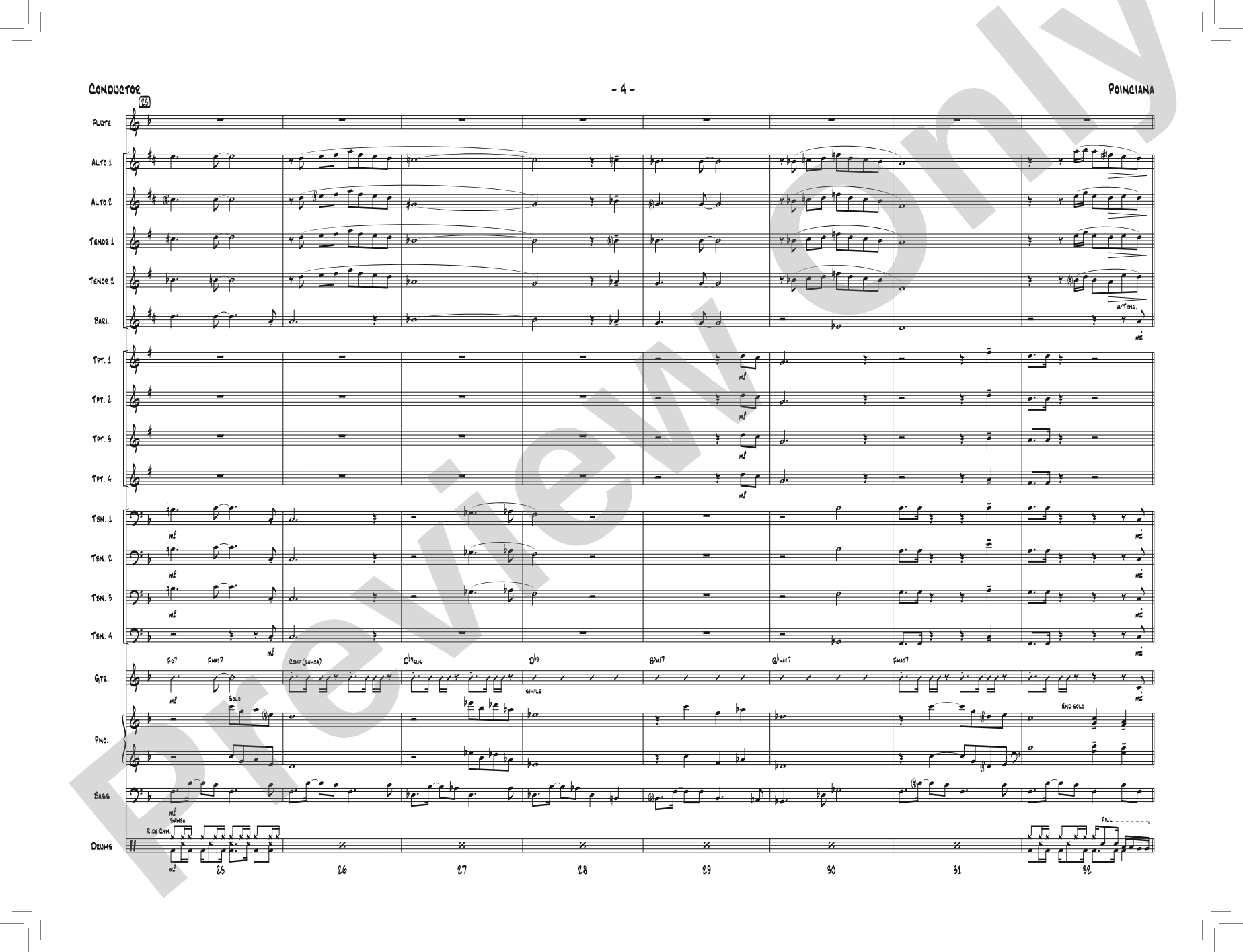Poinciana: Jazz Ensemble Conductor Score & Parts