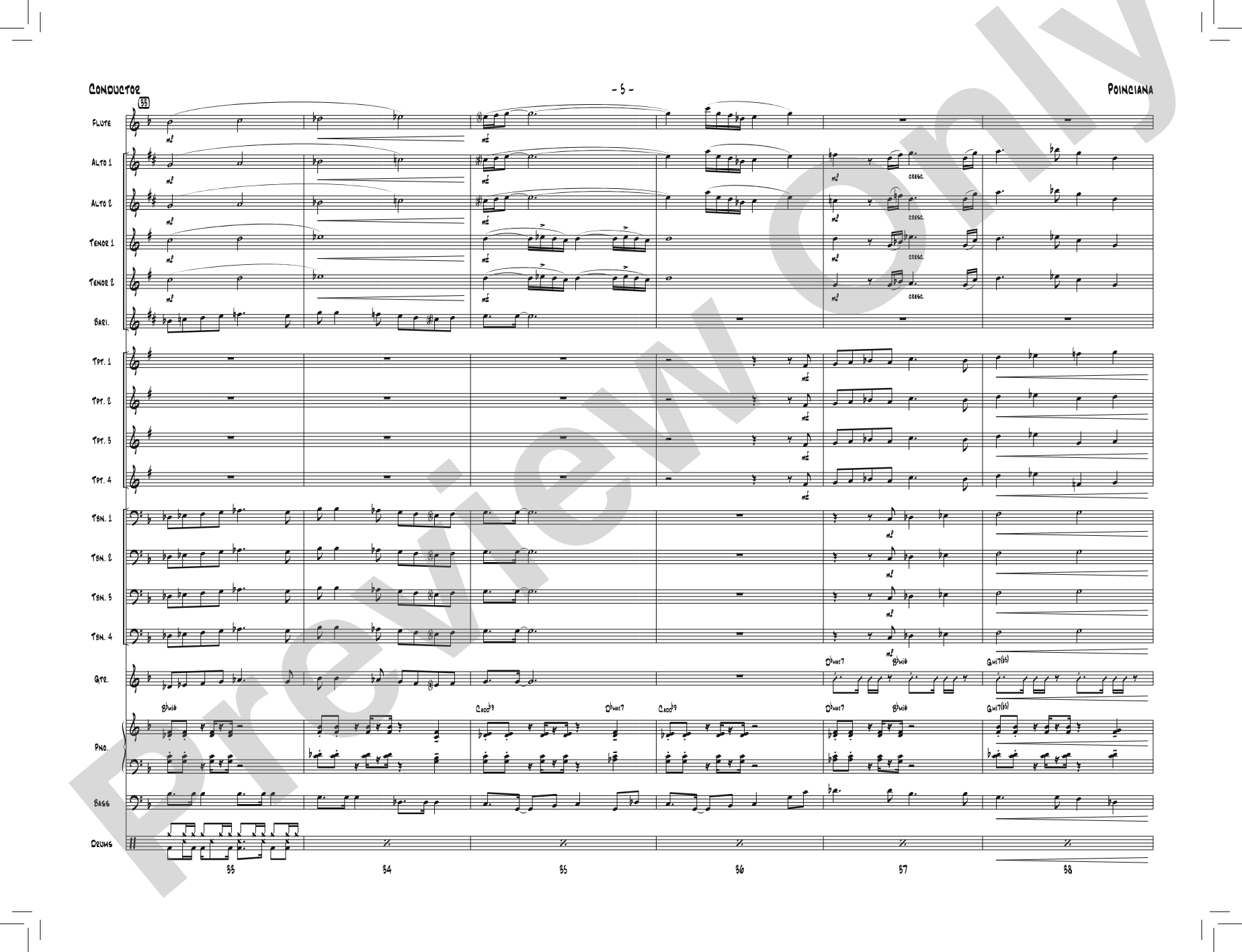 Poinciana: Jazz Ensemble Conductor Score & Parts