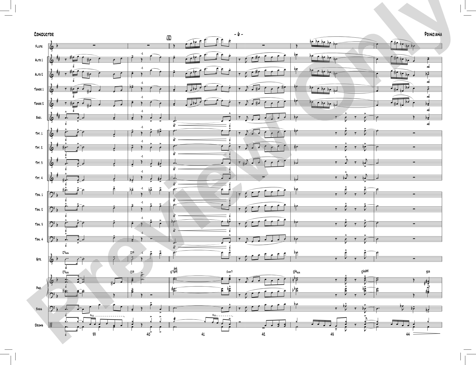 Poinciana: Jazz Ensemble Conductor Score & Parts