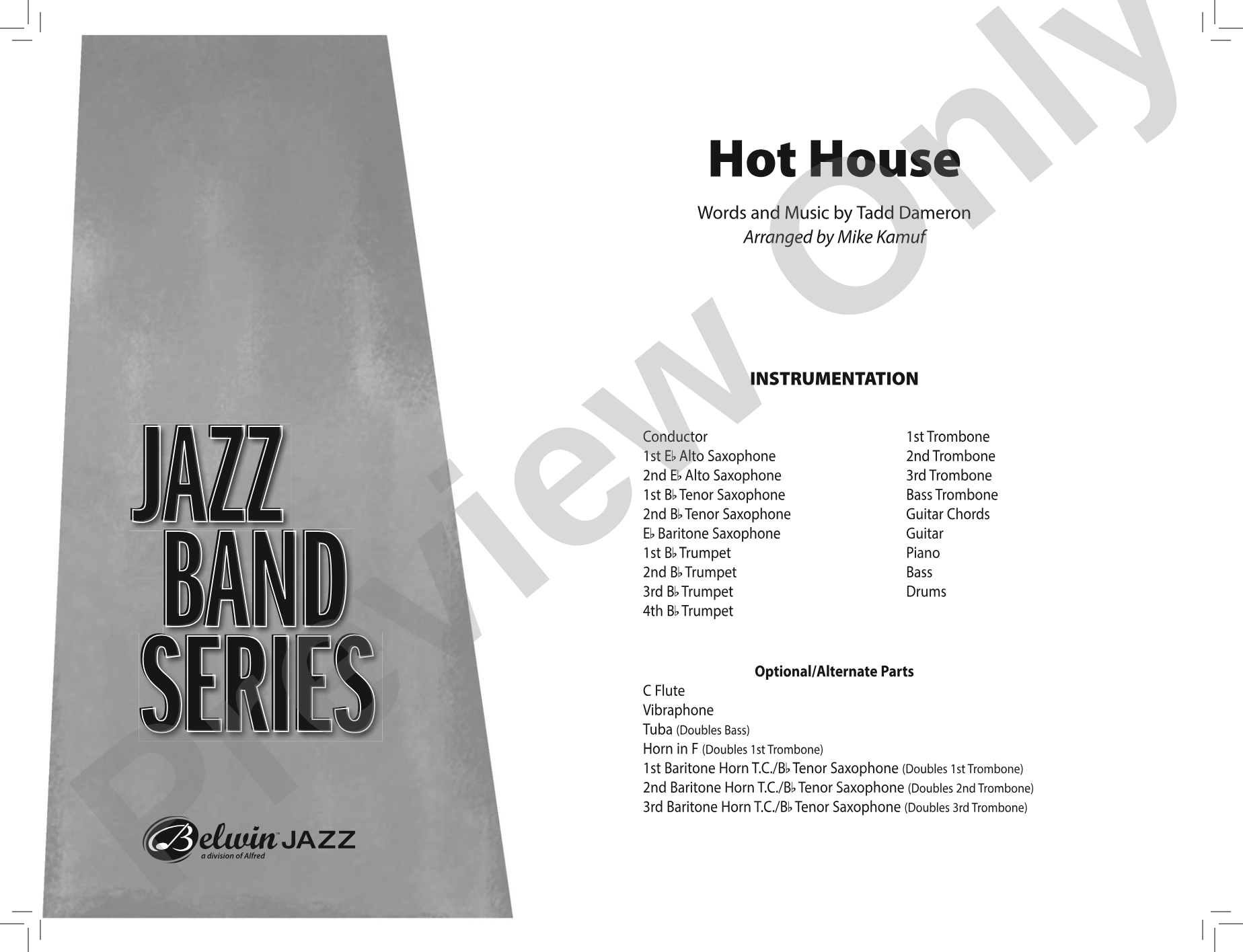Hot House: Jazz Ensemble Conductor Score & Parts