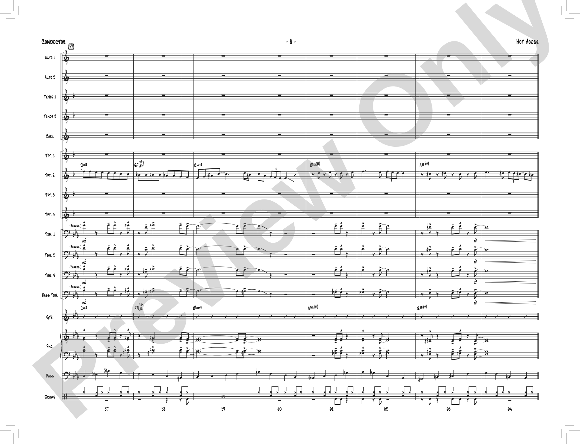 Hot House: Jazz Ensemble Conductor Score & Parts