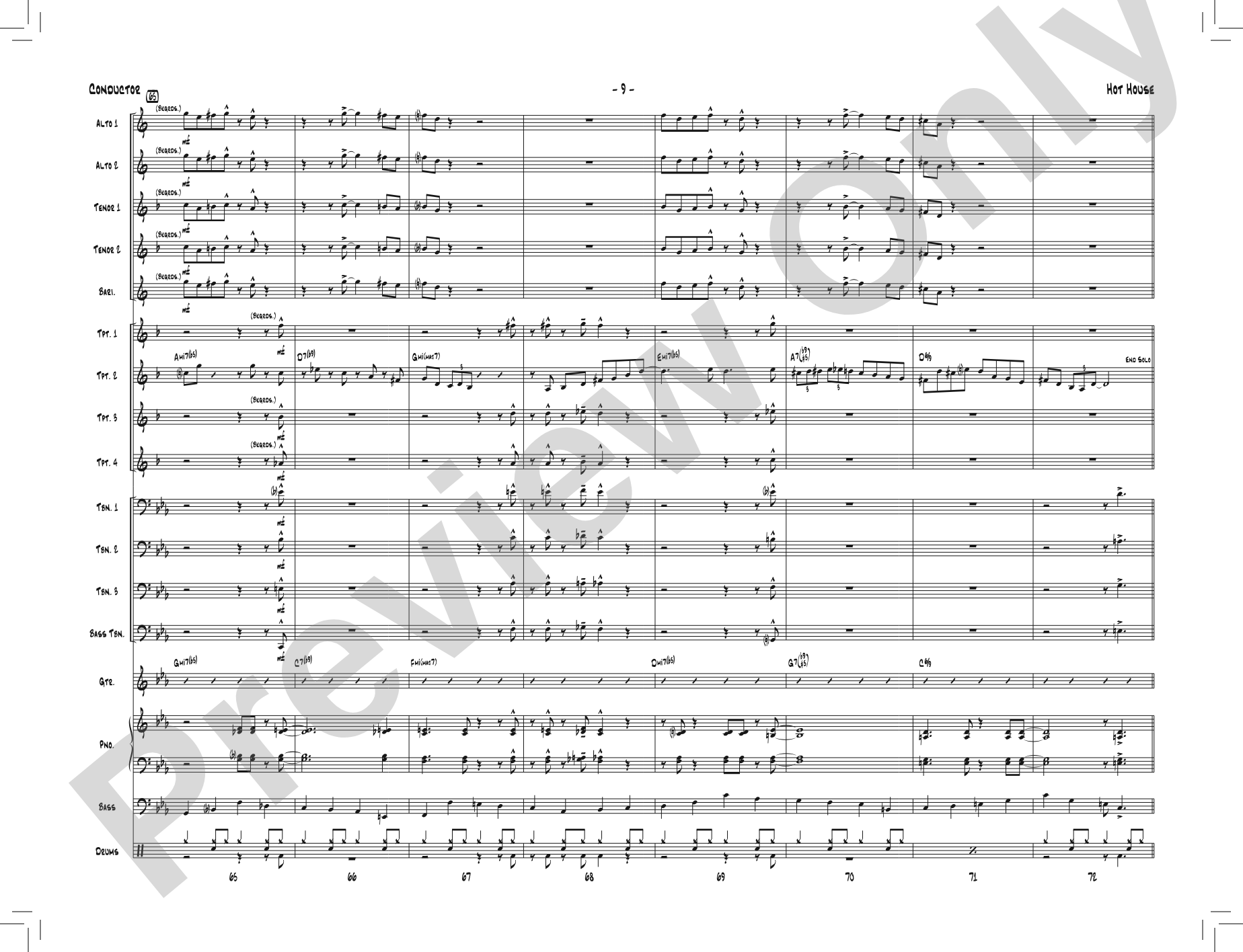Hot House: Jazz Ensemble Conductor Score & Parts