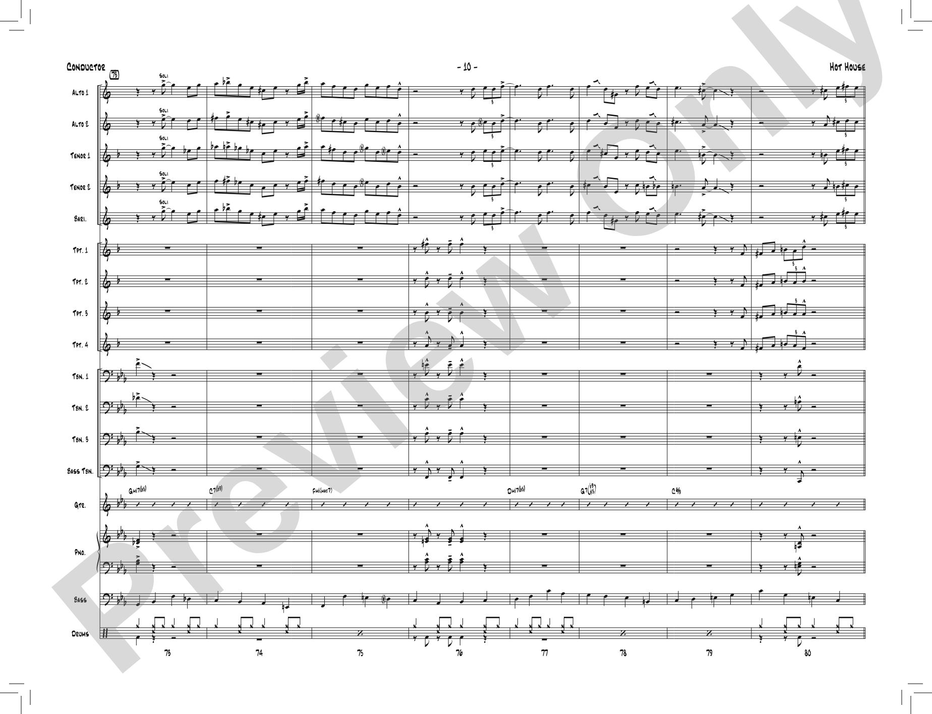 Hot House: Jazz Ensemble Conductor Score & Parts