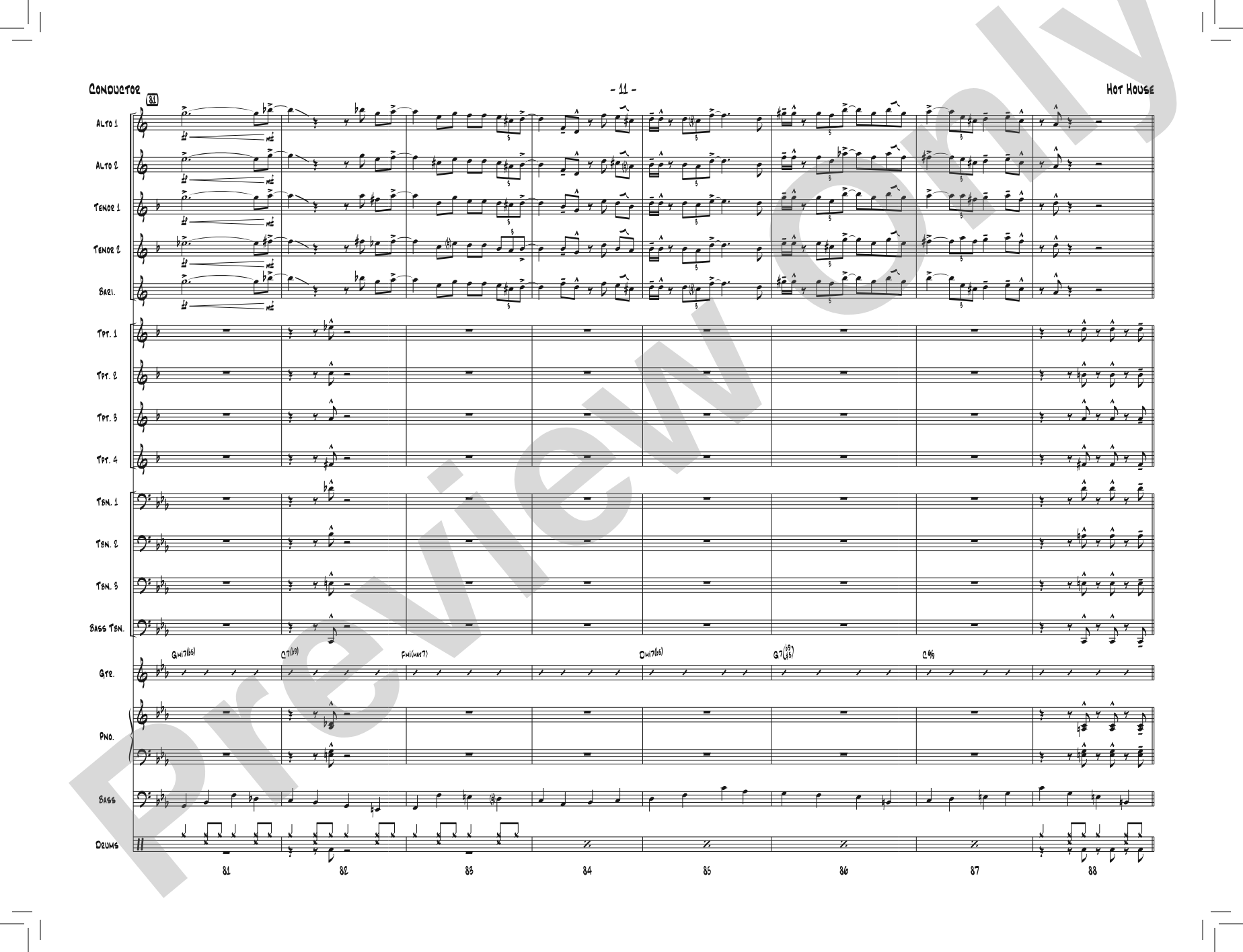 Hot House: Jazz Ensemble Conductor Score & Parts