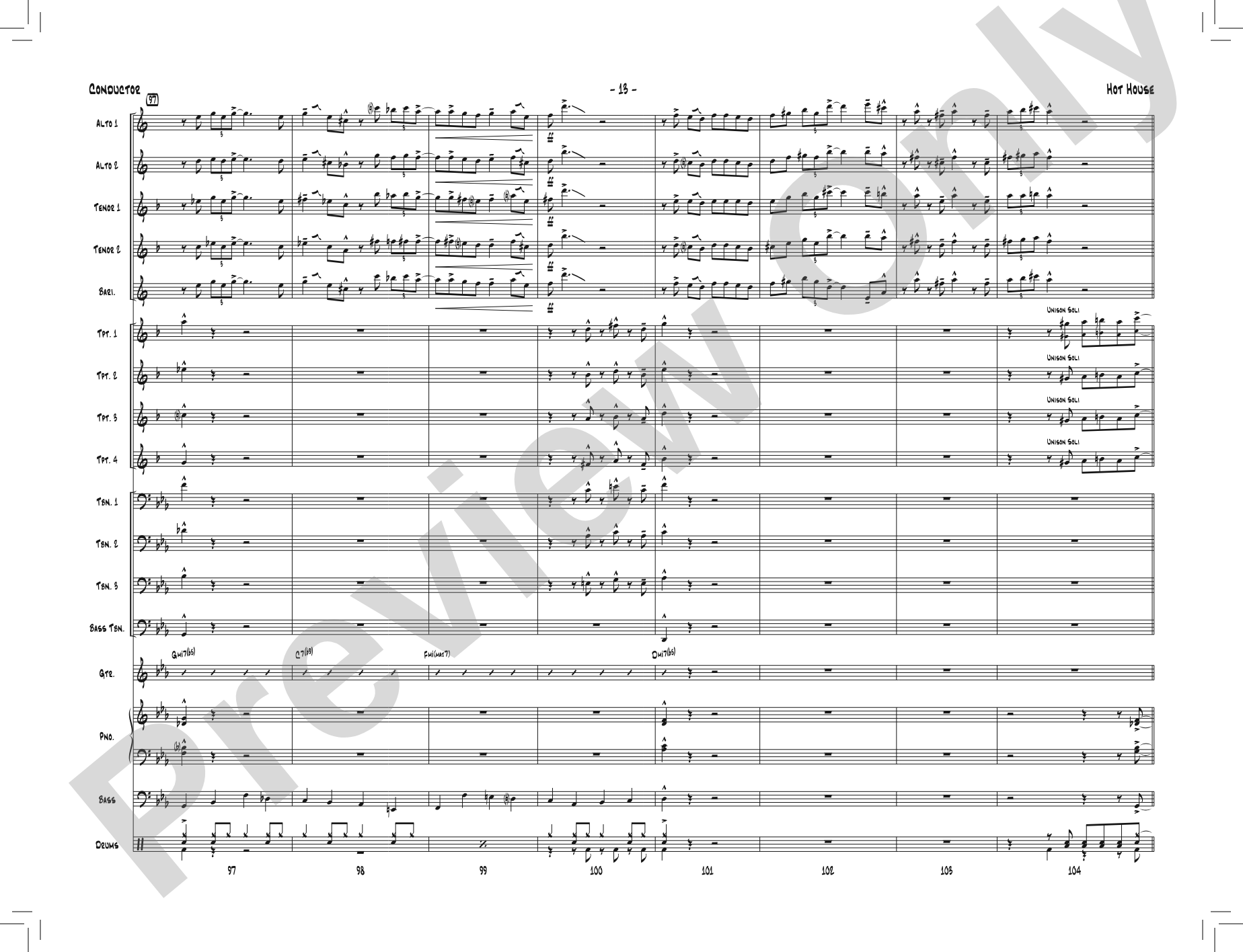 Hot House: Jazz Ensemble Conductor Score & Parts