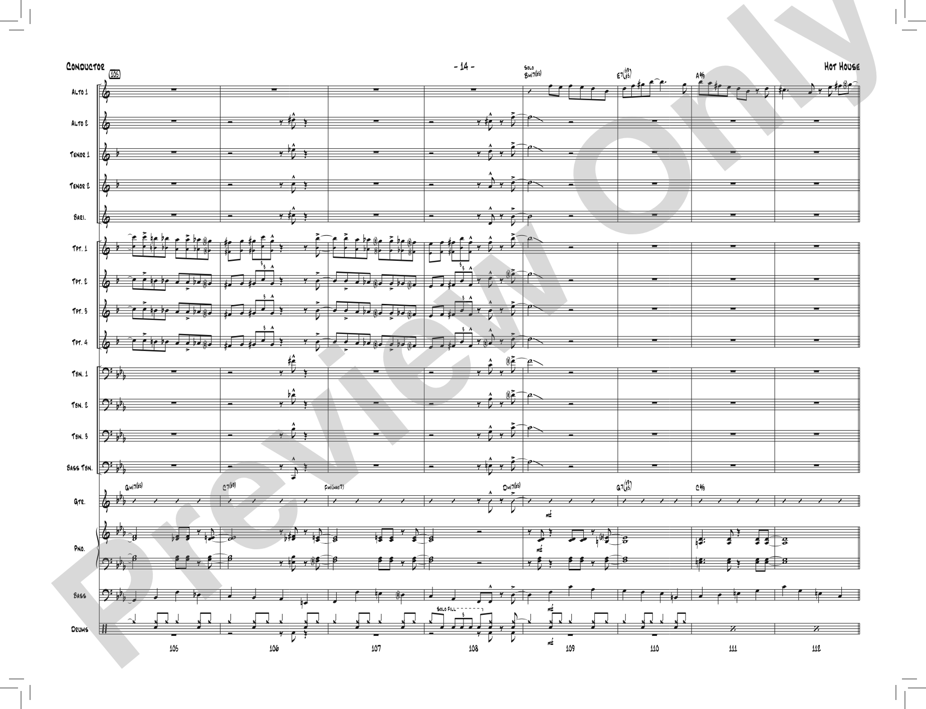 Hot House: Jazz Ensemble Conductor Score & Parts
