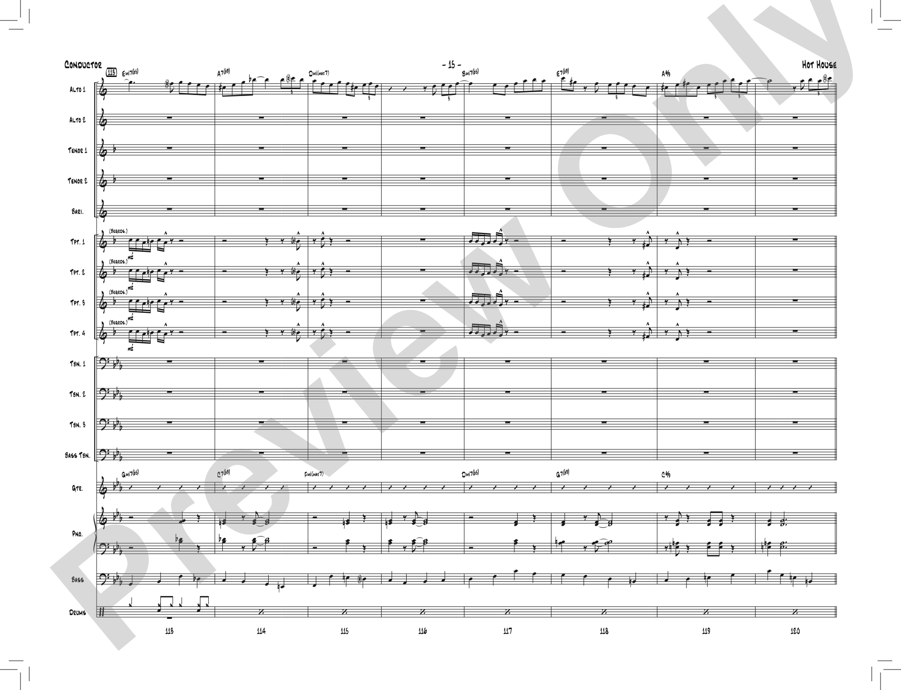 Hot House: Jazz Ensemble Conductor Score & Parts