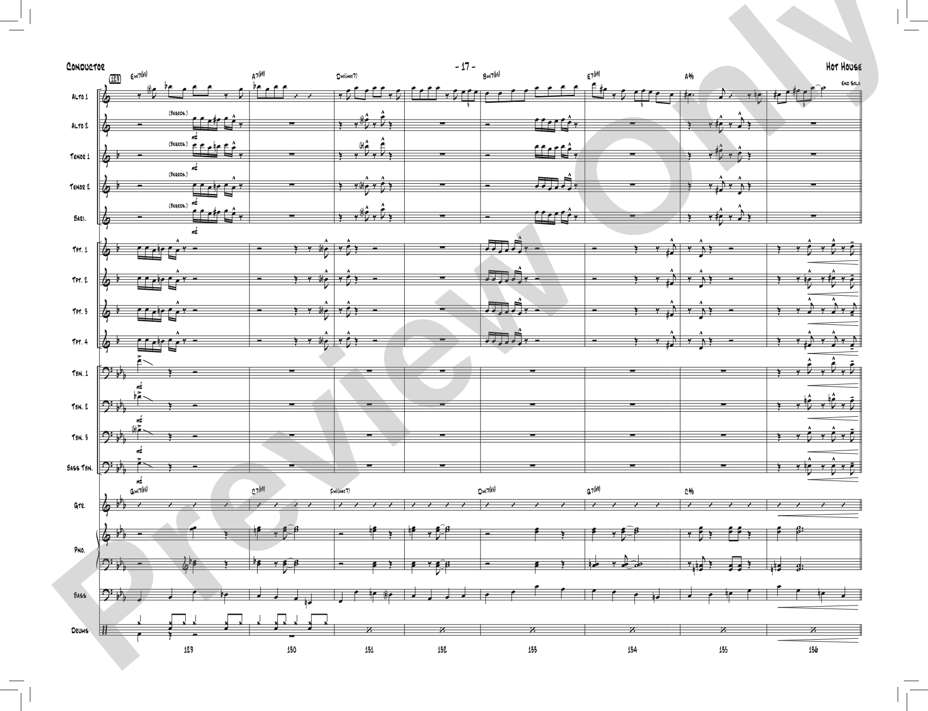 Hot House: Jazz Ensemble Conductor Score & Parts