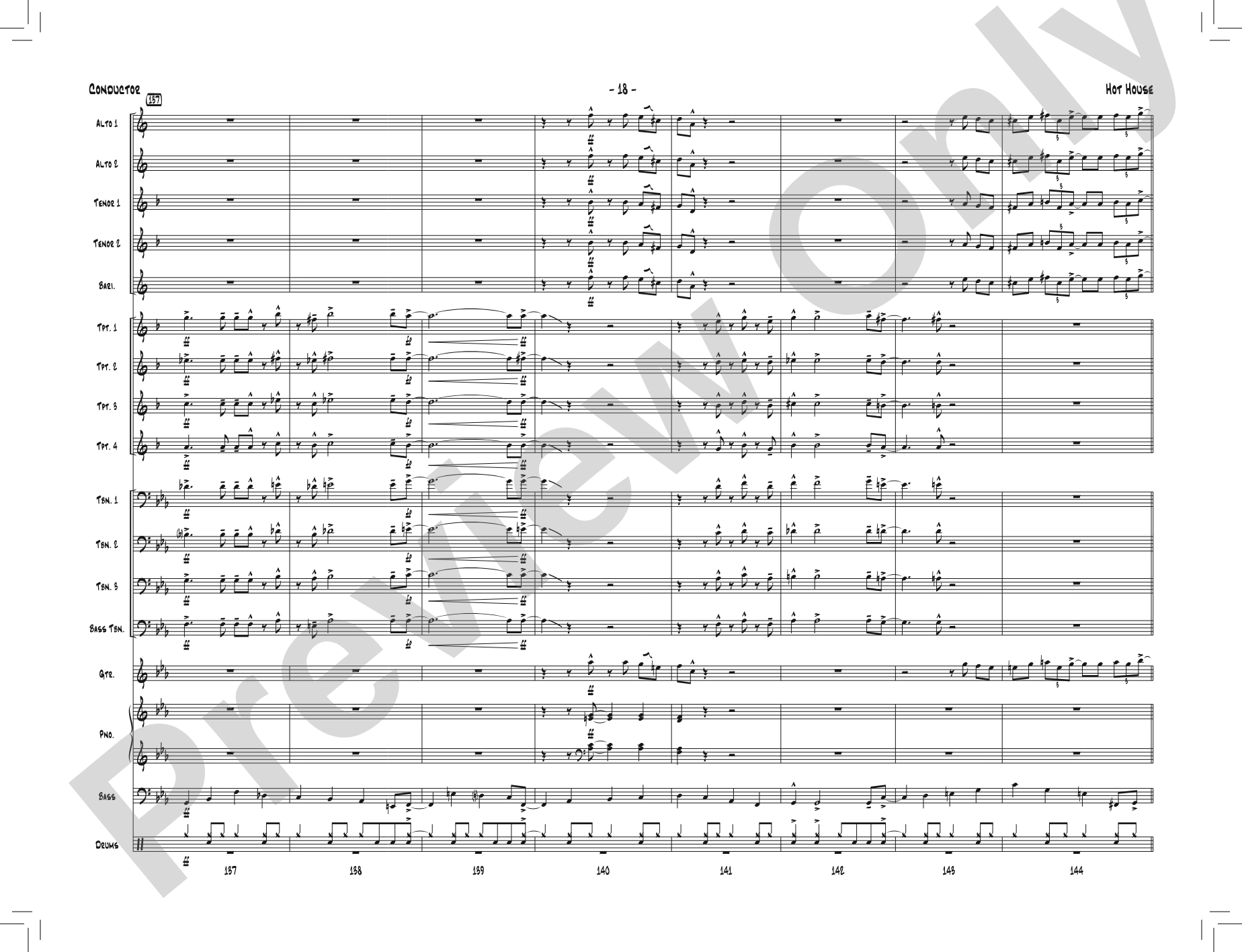 Hot House: Jazz Ensemble Conductor Score & Parts