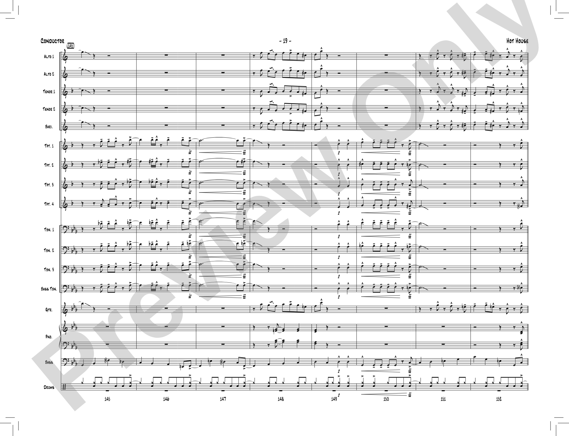 Hot House: Jazz Ensemble Conductor Score & Parts