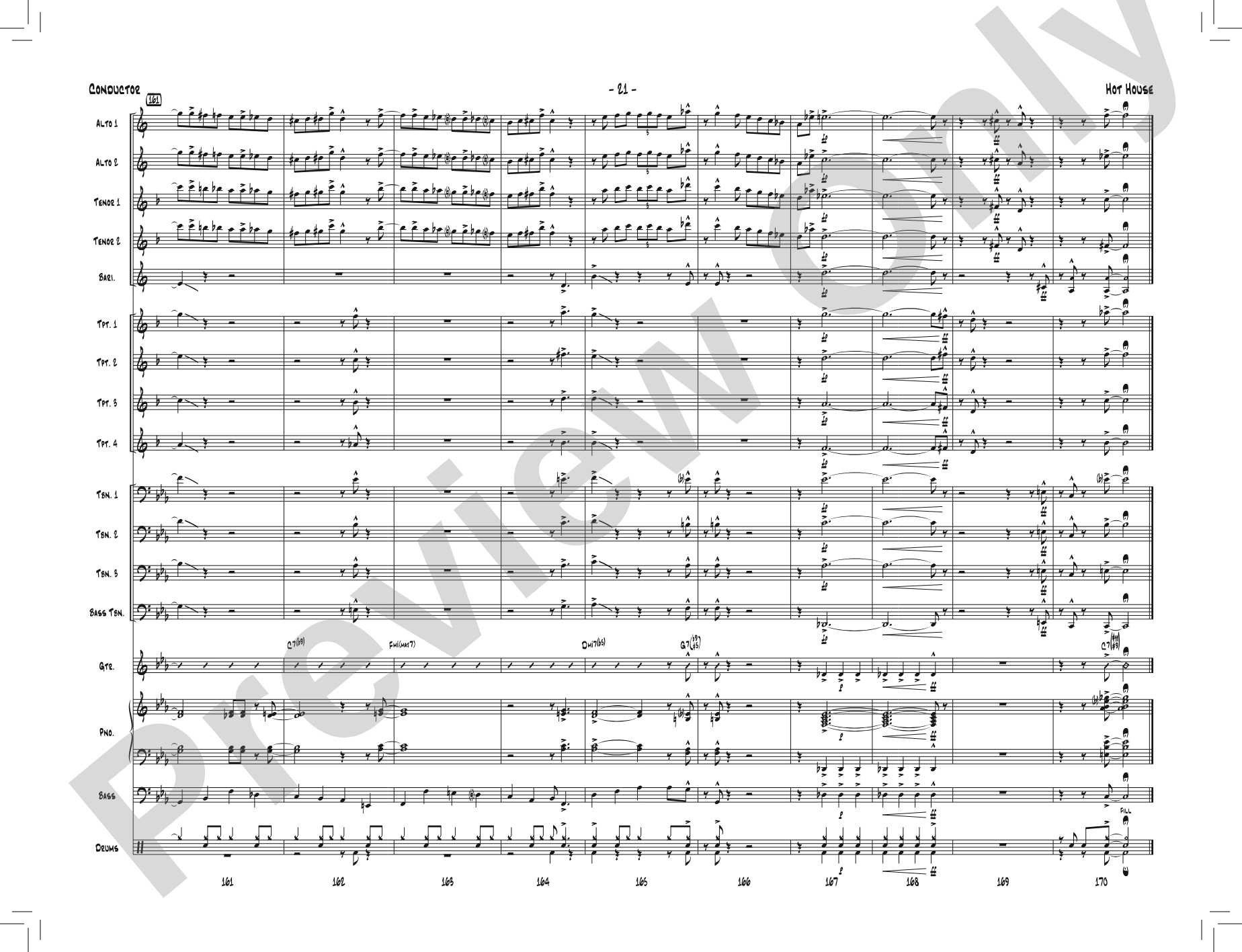Hot House: Jazz Ensemble Conductor Score & Parts