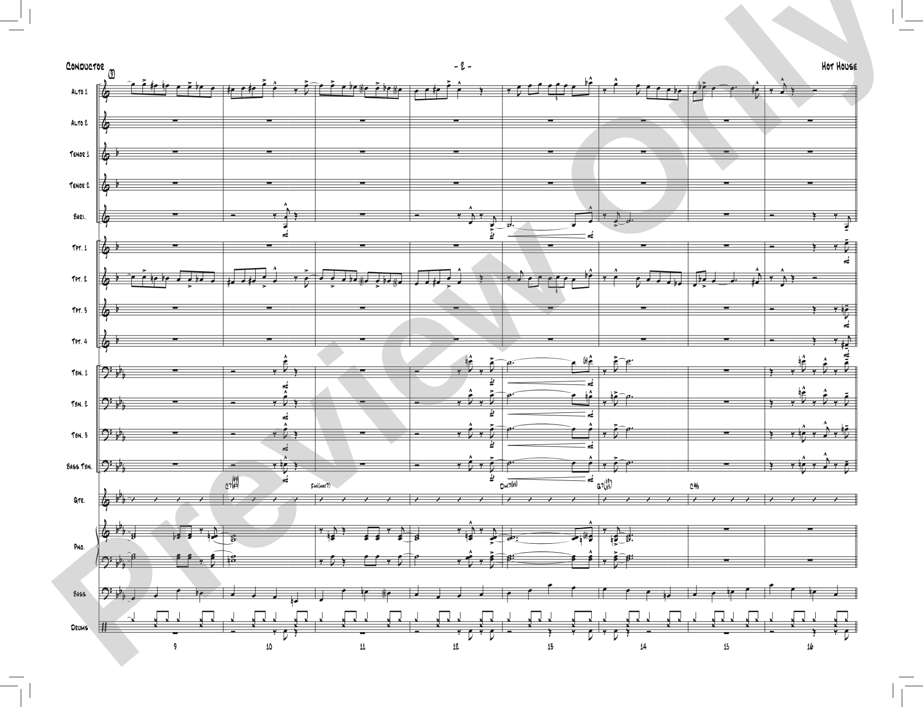 Hot House: Jazz Ensemble Conductor Score & Parts