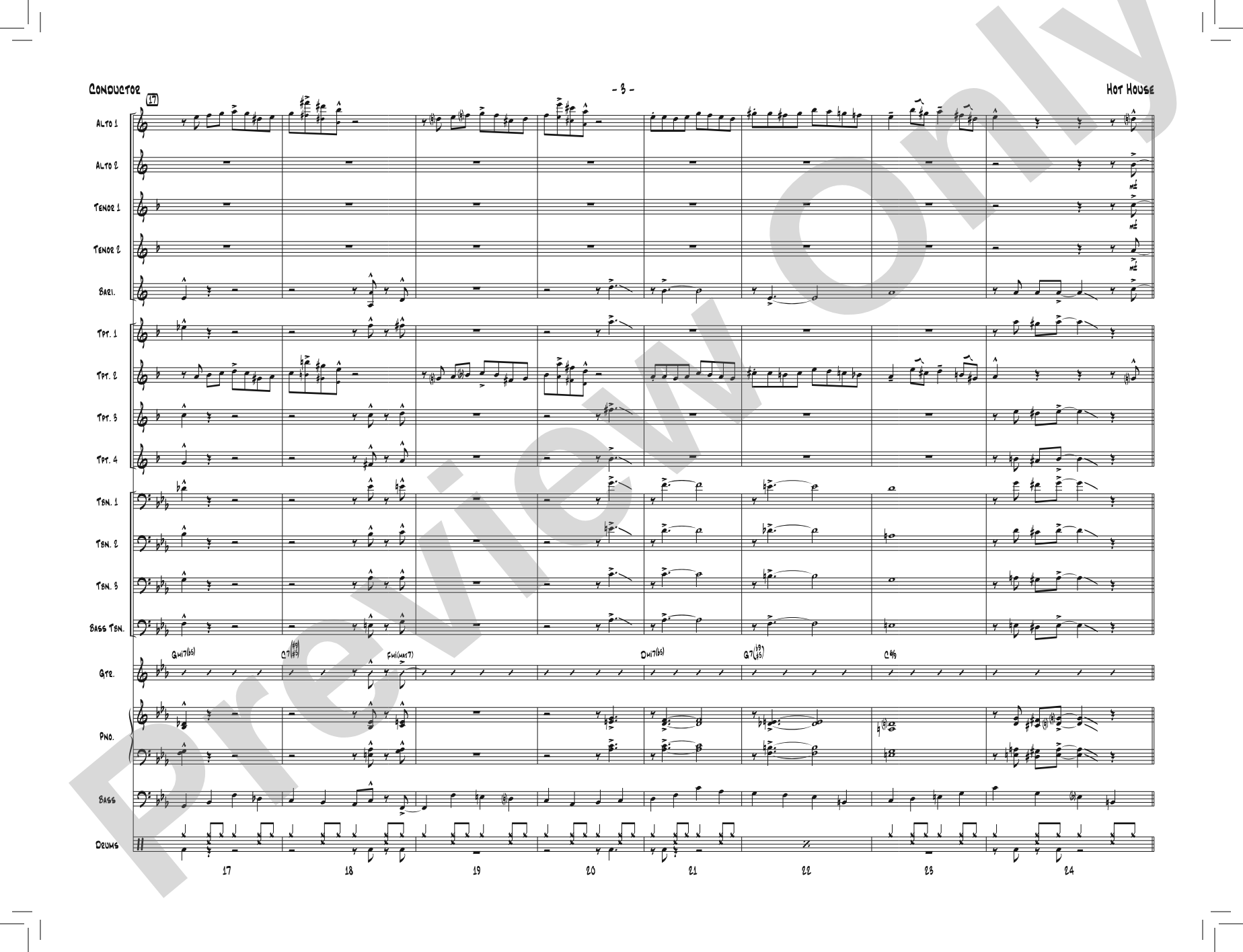 Hot House: Jazz Ensemble Conductor Score & Parts