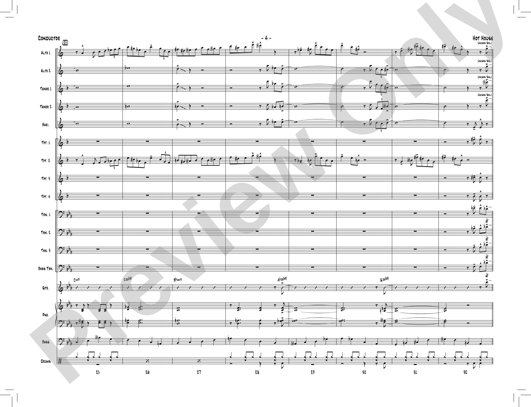 Hot House: Jazz Ensemble Conductor Score & Parts