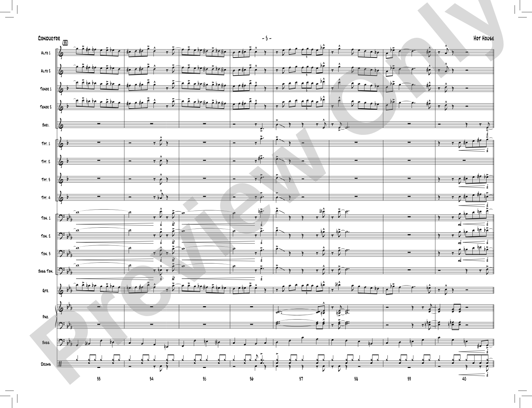 Hot House: Jazz Ensemble Conductor Score & Parts