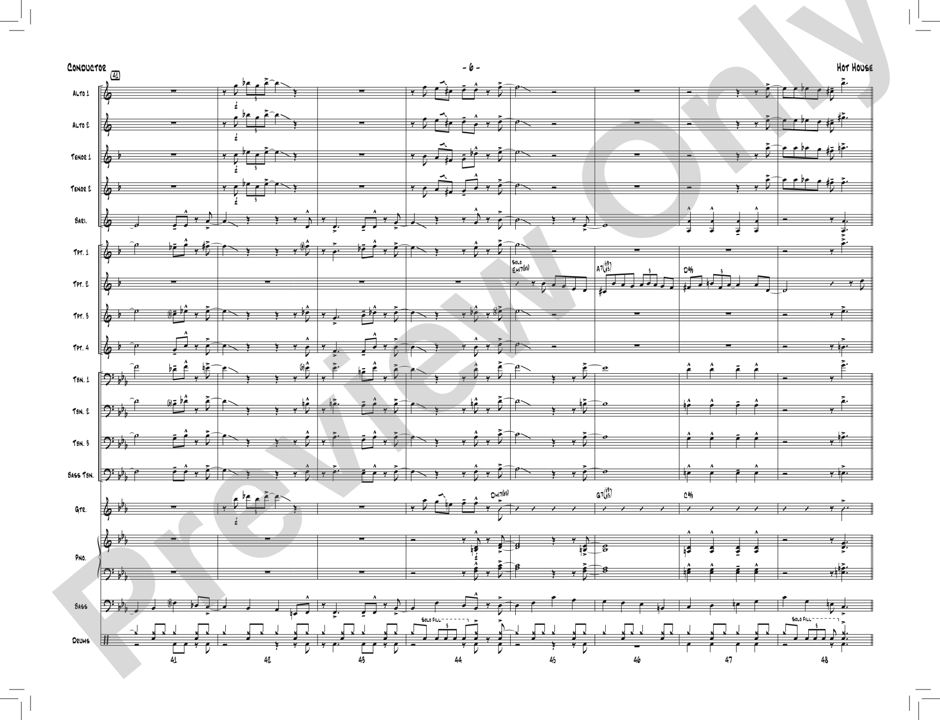 Hot House: Jazz Ensemble Conductor Score & Parts