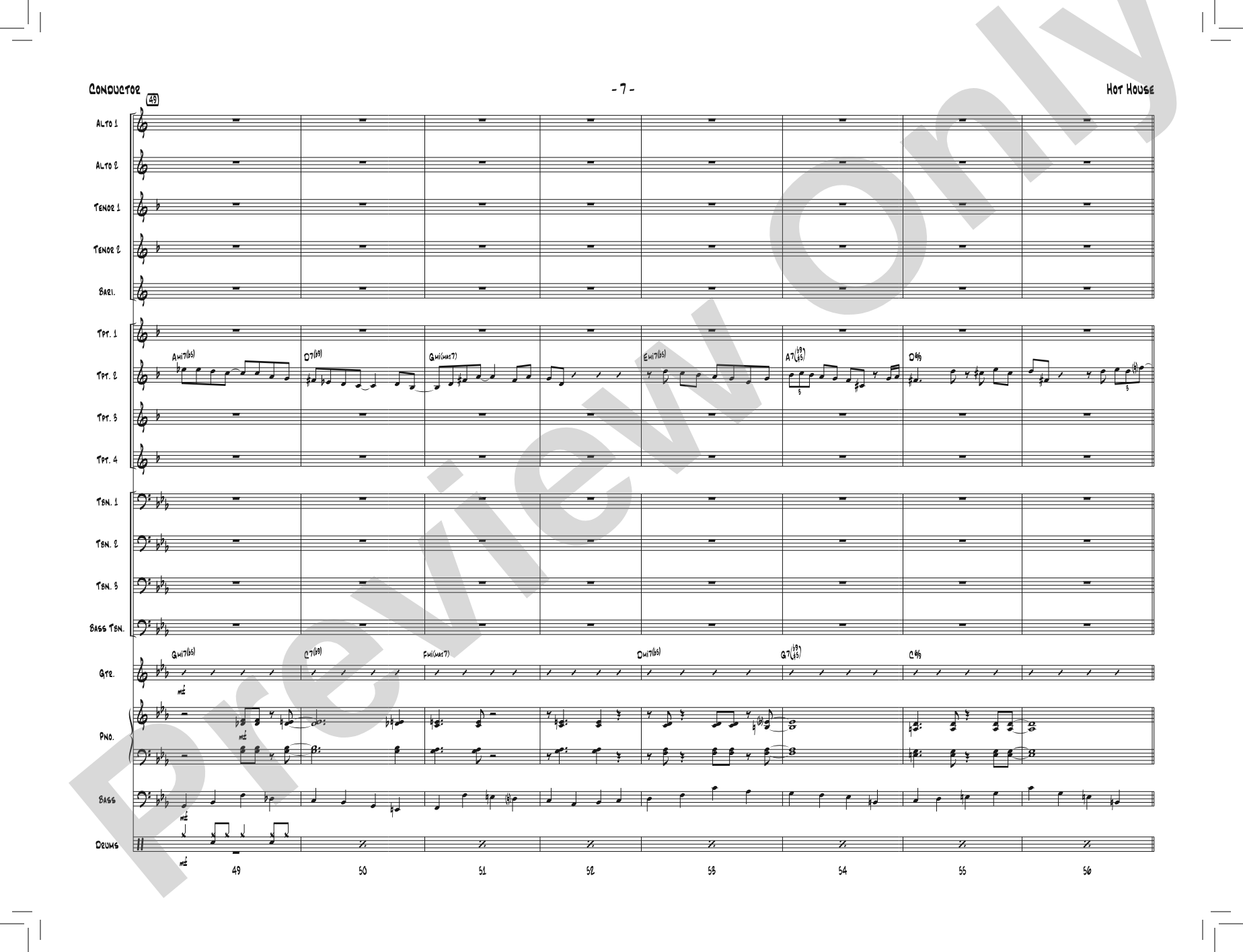 Hot House: Jazz Ensemble Conductor Score & Parts