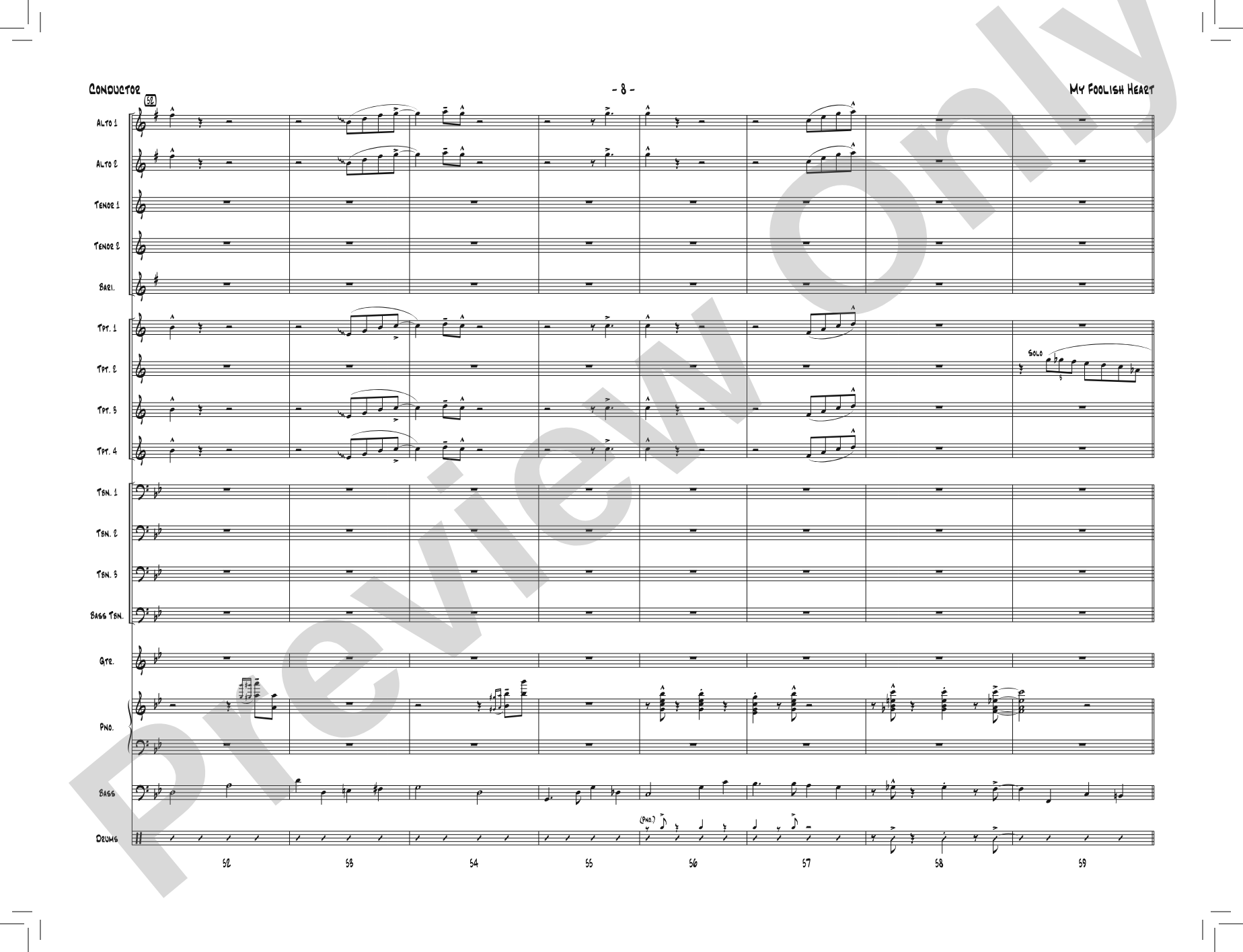 My Foolish Heart: Jazz Ensemble Conductor Score & Parts