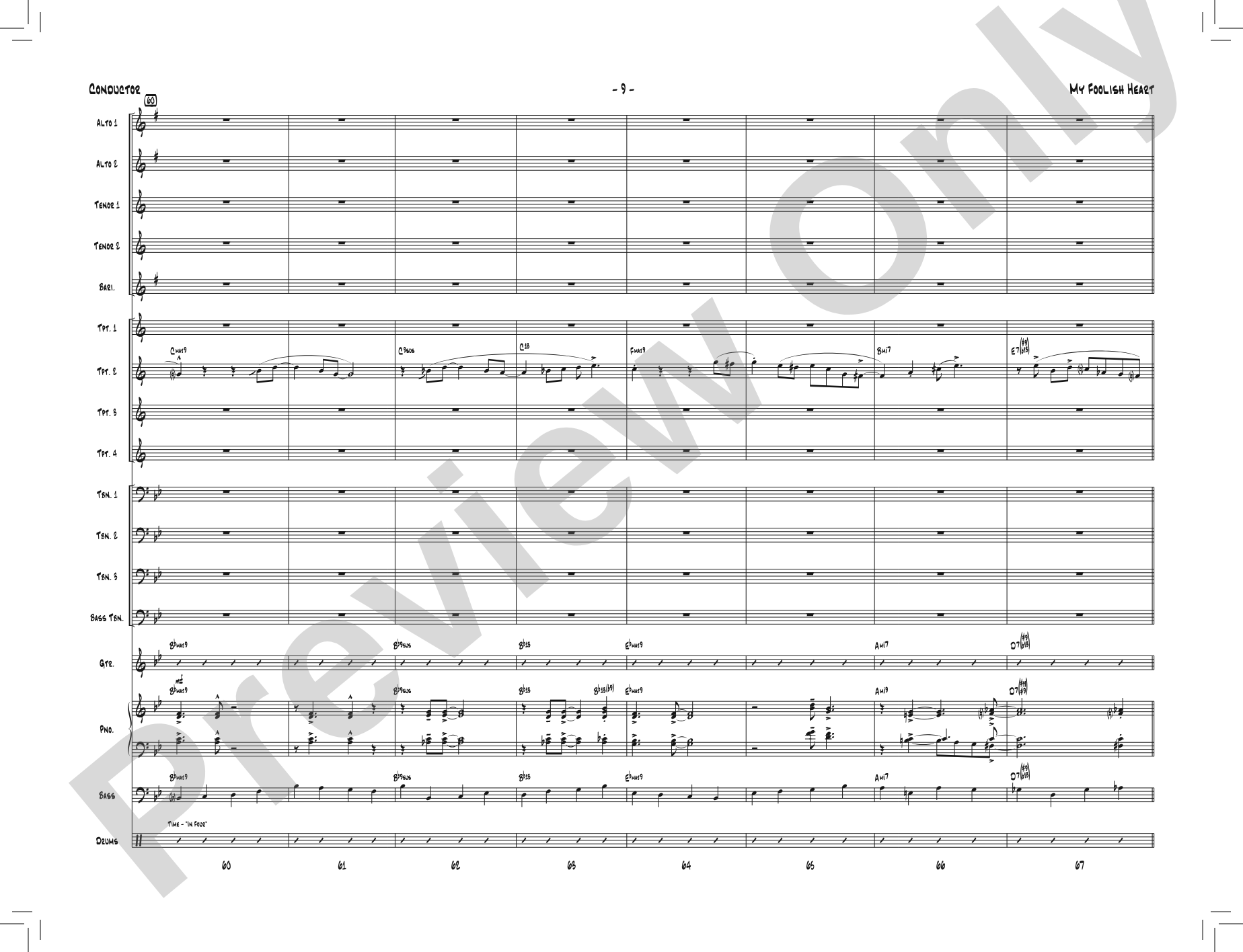 My Foolish Heart: Jazz Ensemble Conductor Score & Parts