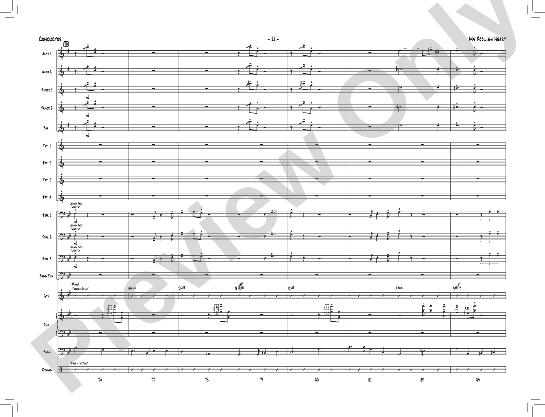 My Foolish Heart: Jazz Ensemble Conductor Score & Parts