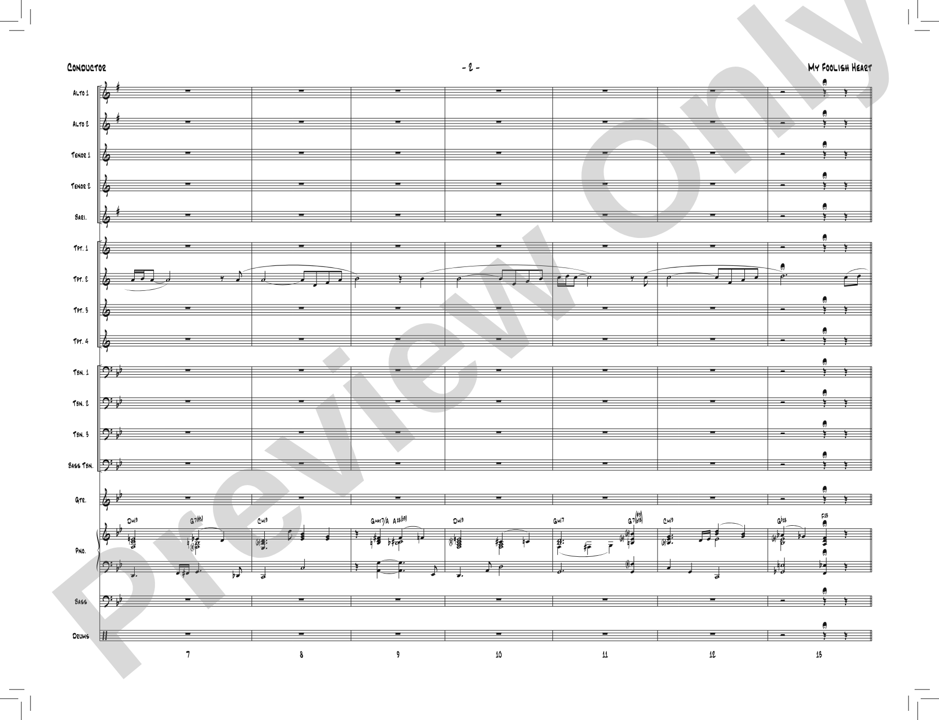 My Foolish Heart: Jazz Ensemble Conductor Score & Parts