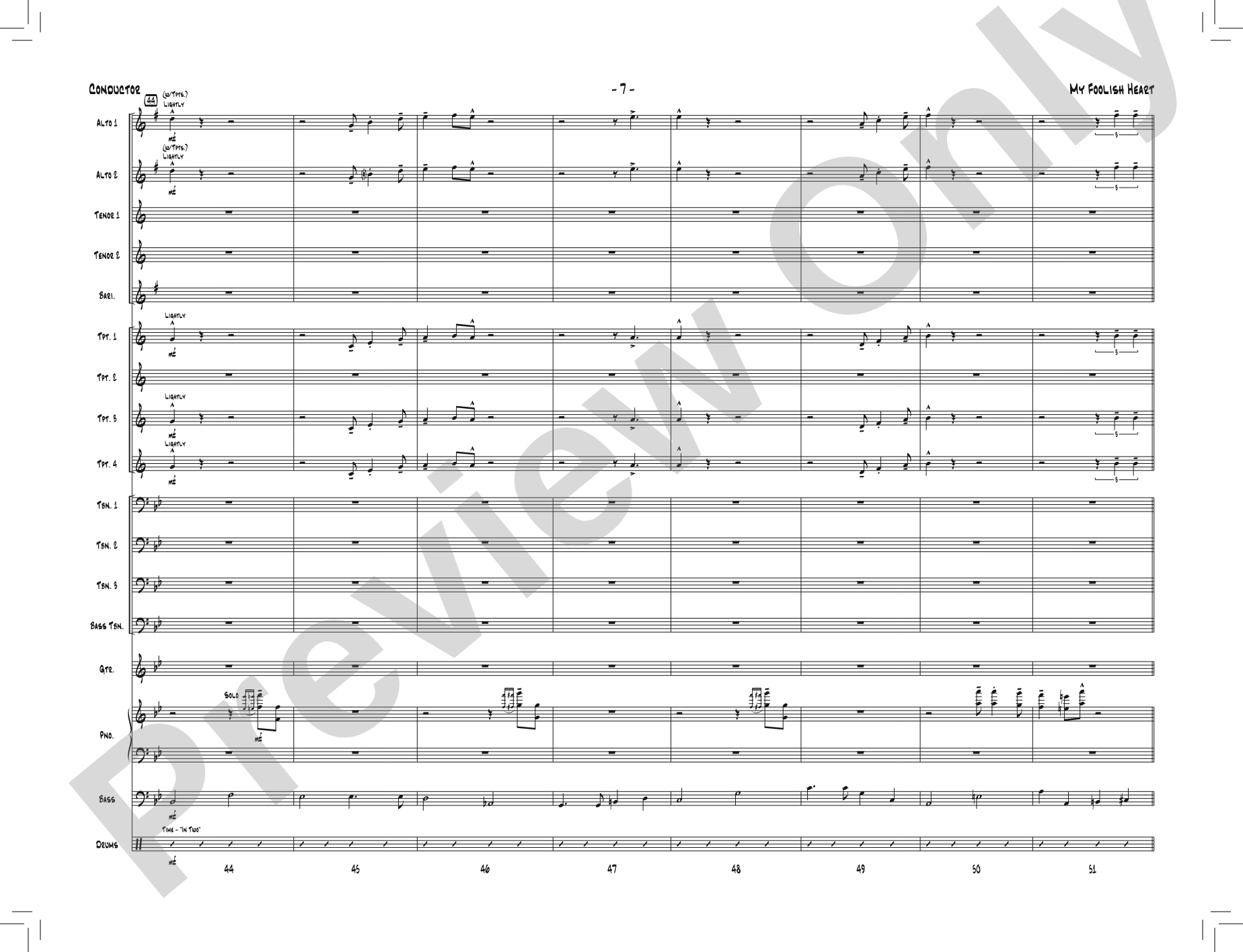 My Foolish Heart: Jazz Ensemble Conductor Score & Parts
