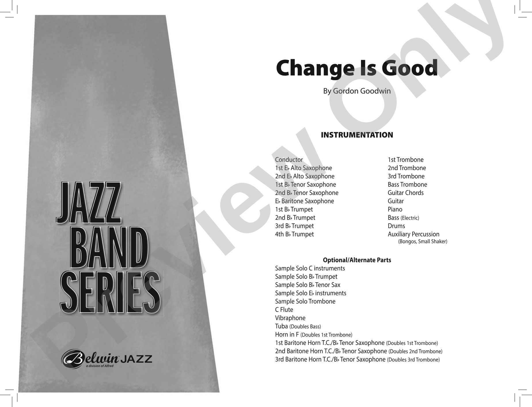 Change Is Good: Jazz Ensemble Conductor Score & Parts