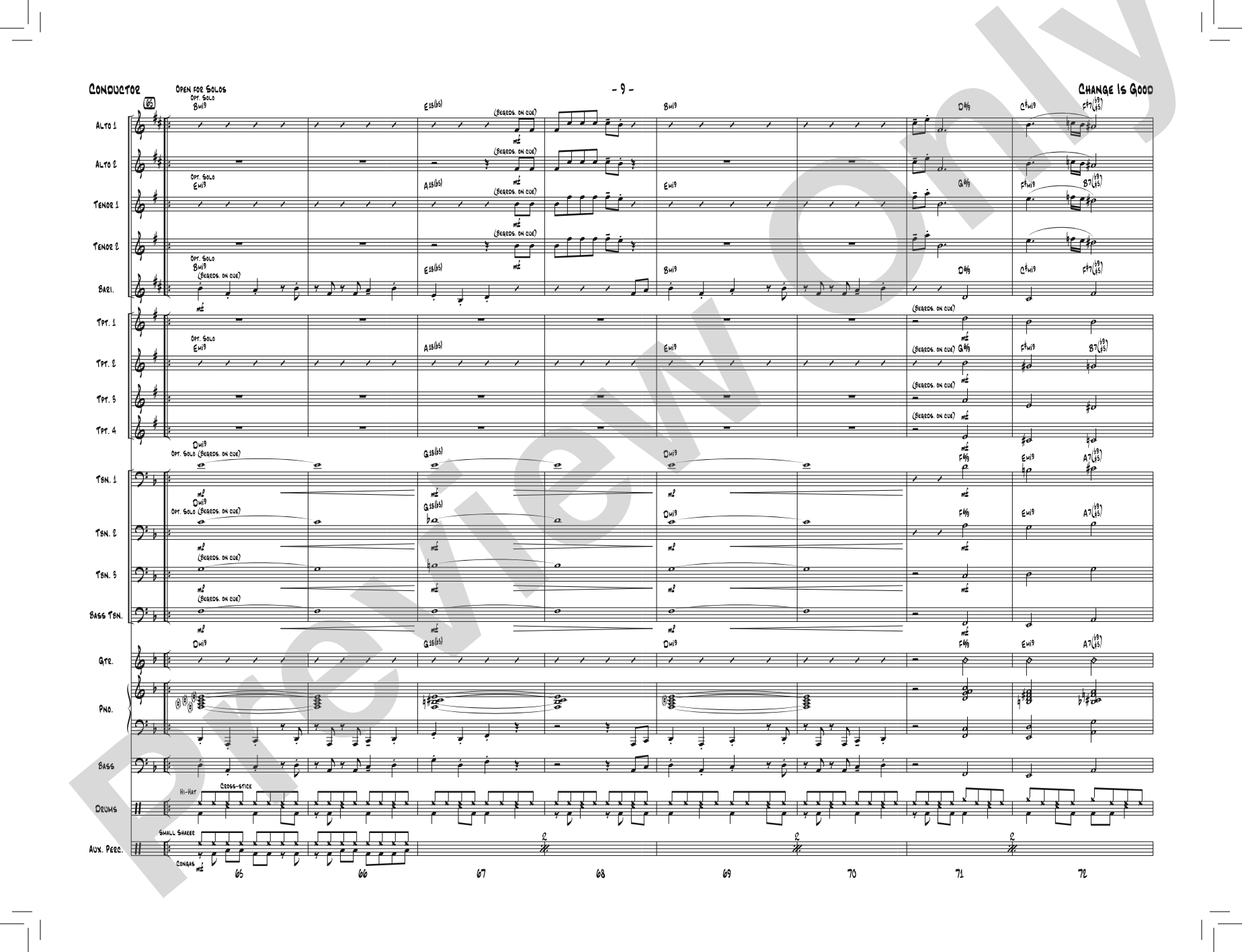 Change Is Good: Jazz Ensemble Conductor Score & Parts