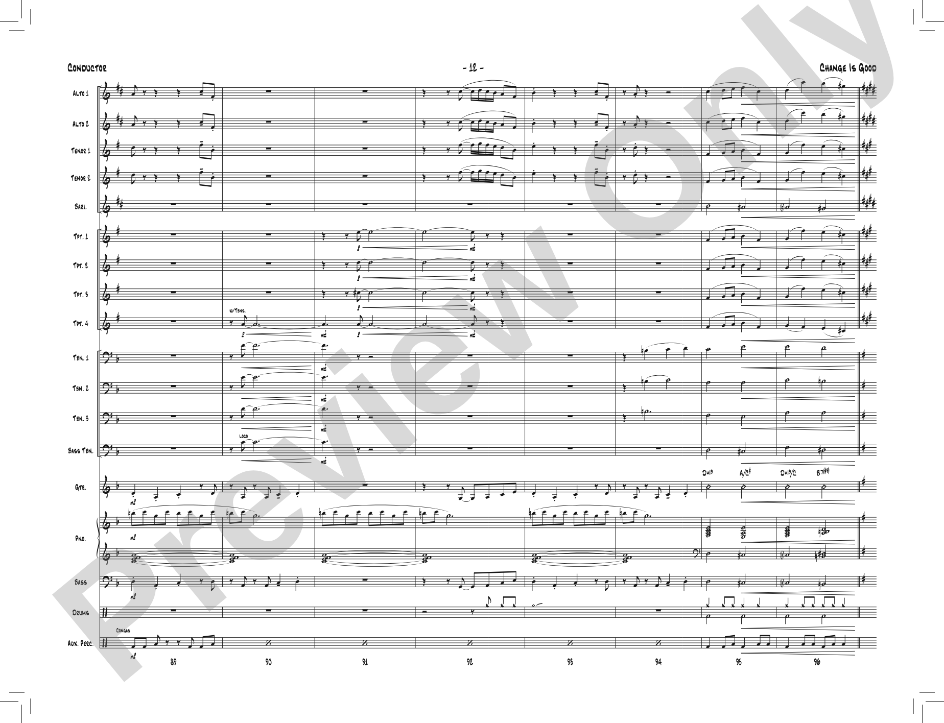 Change Is Good: Jazz Ensemble Conductor Score & Parts