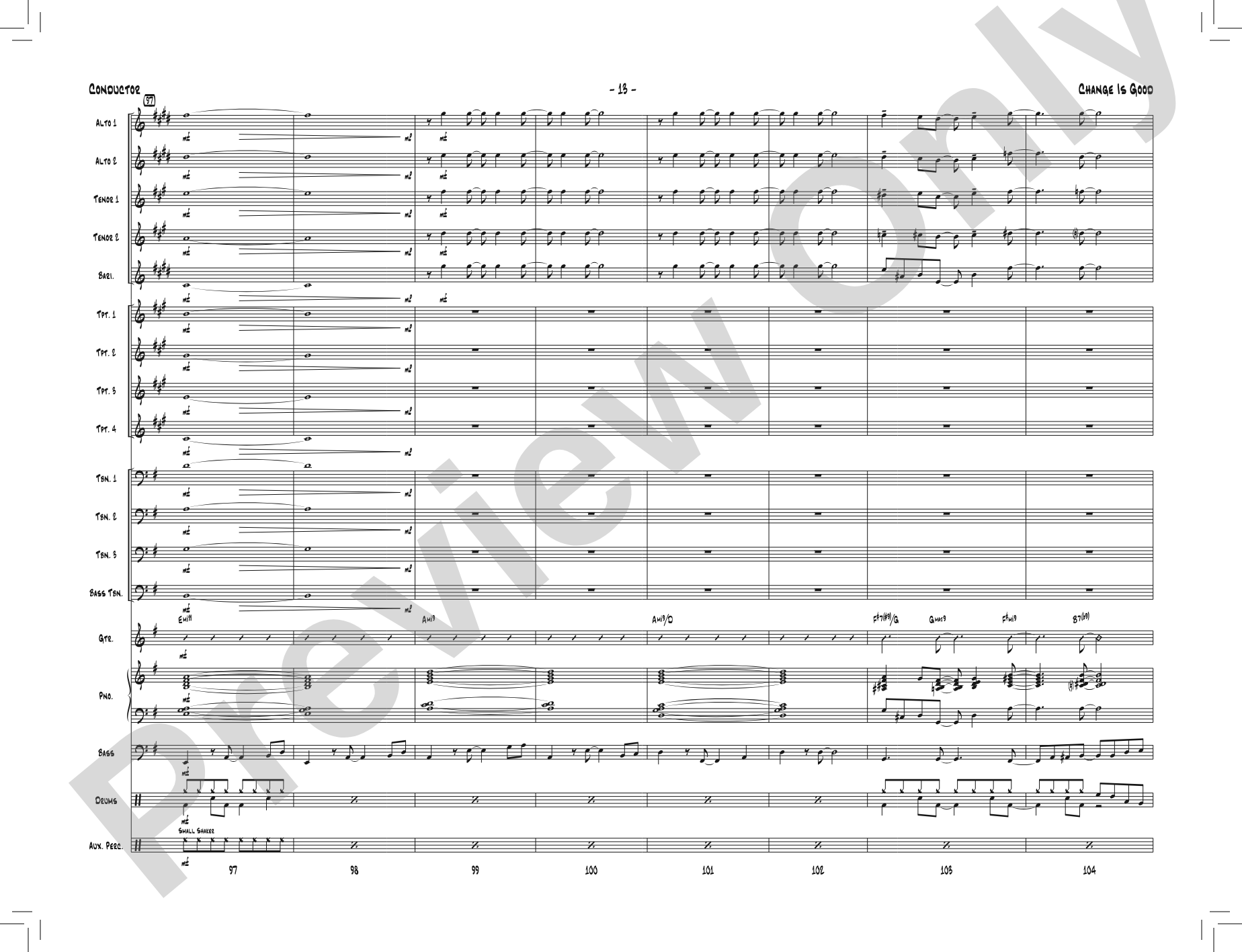 Change Is Good: Jazz Ensemble Conductor Score & Parts