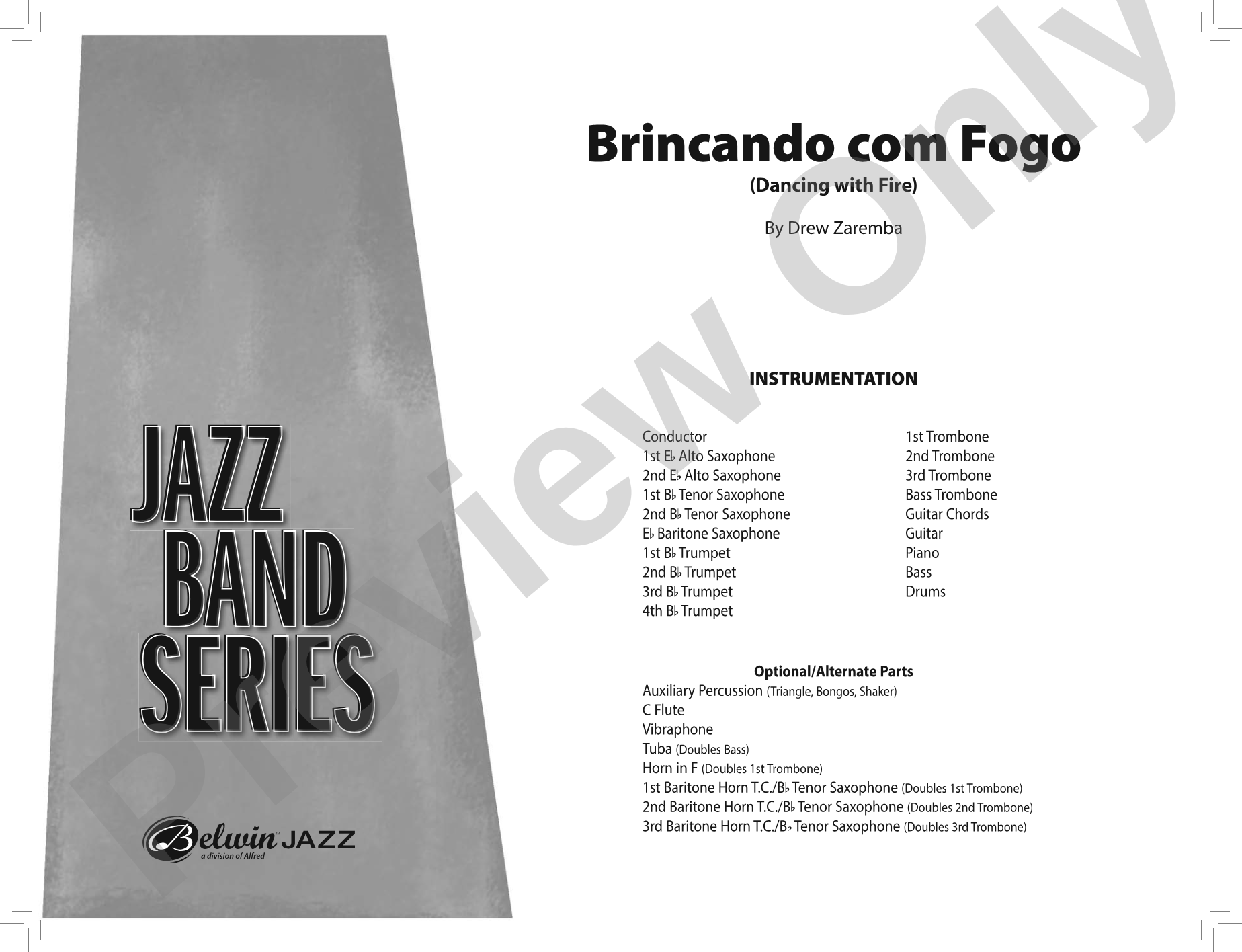 Brincando com Fogo: Jazz Ensemble Conductor Score & Parts