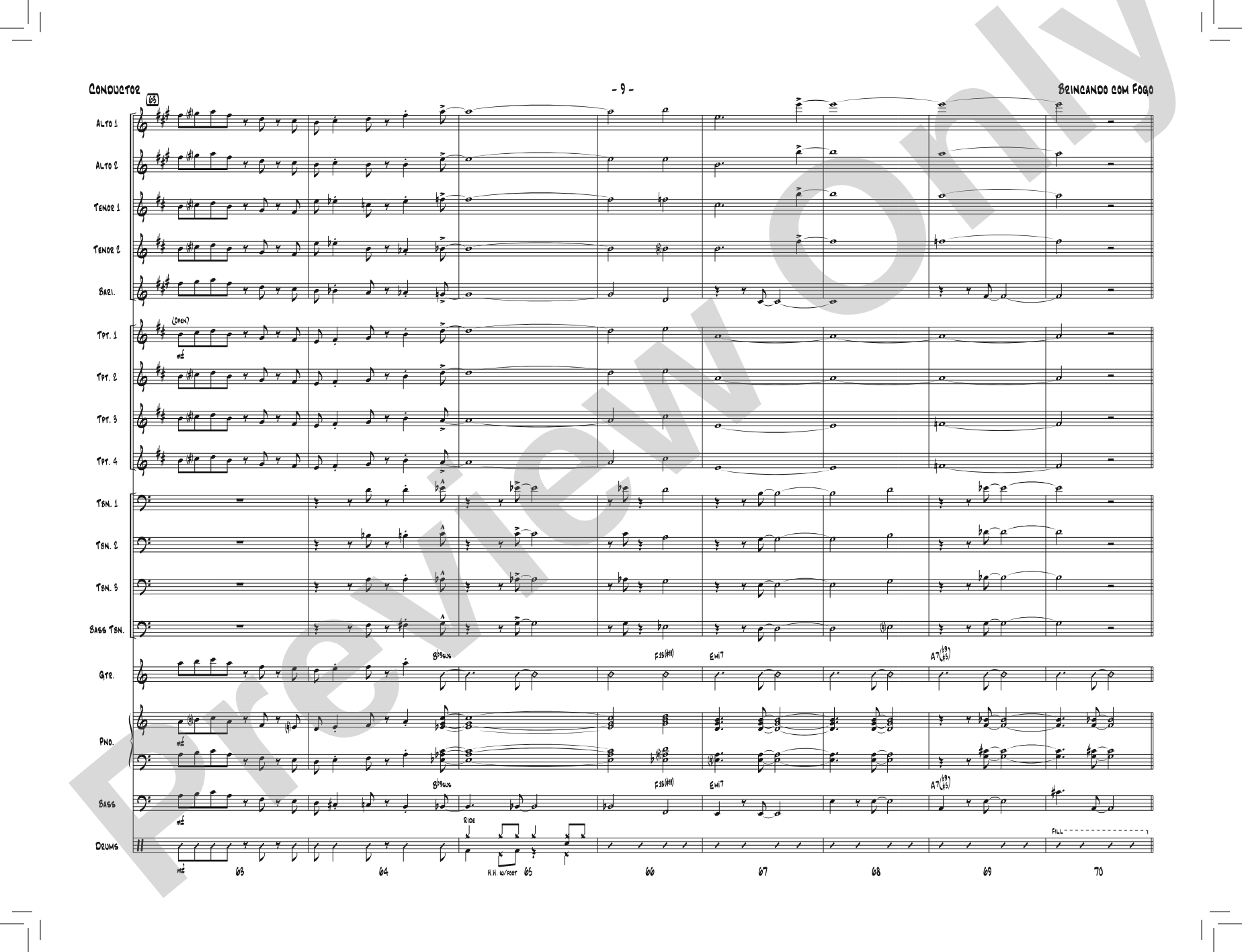 Brincando com Fogo: Jazz Ensemble Conductor Score & Parts
