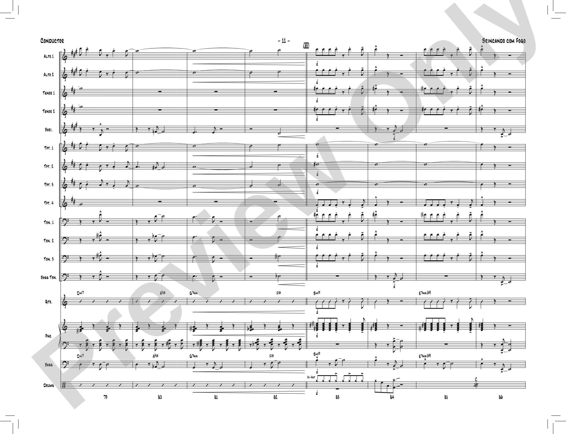 Brincando com Fogo: Jazz Ensemble Conductor Score & Parts