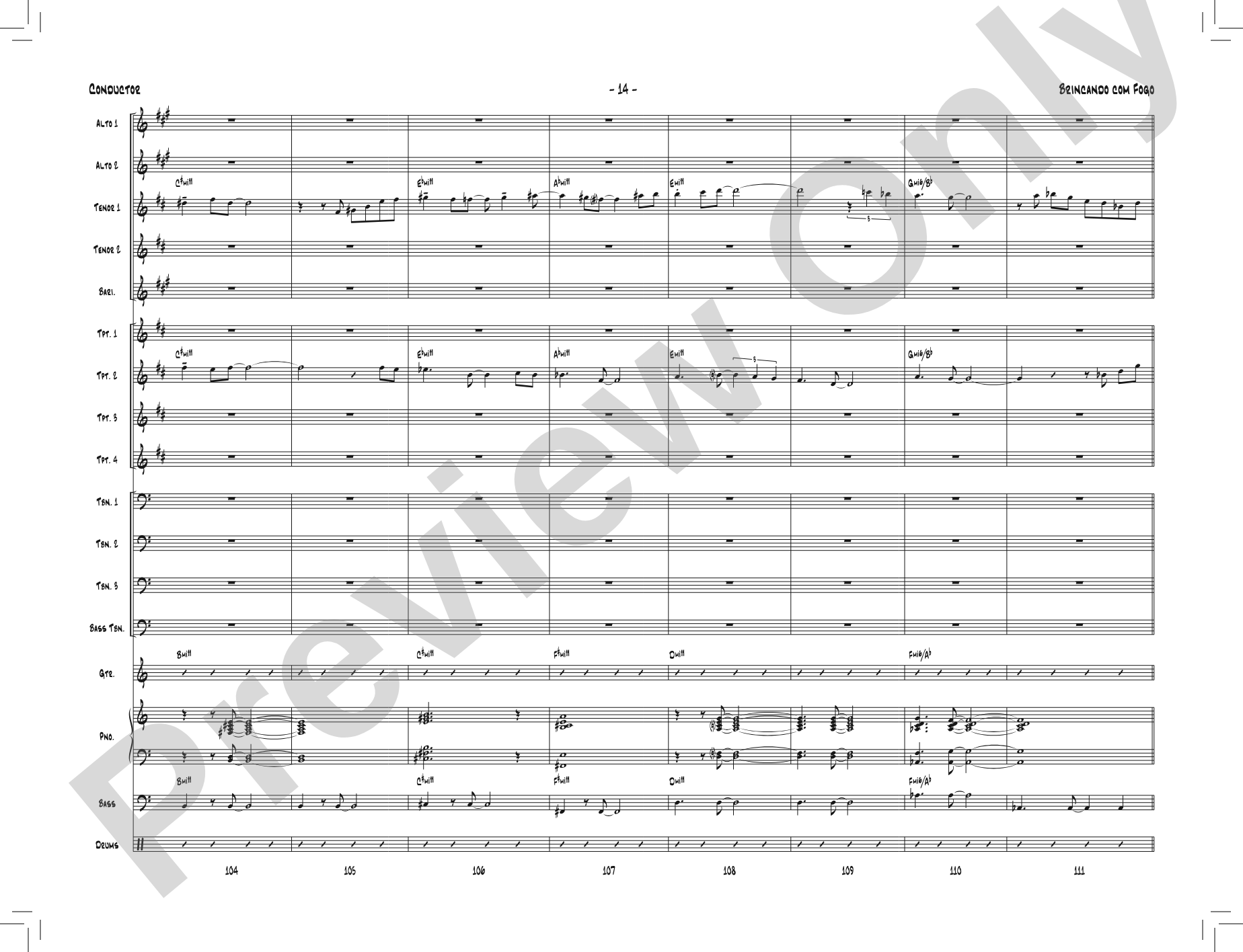 Brincando com Fogo: Jazz Ensemble Conductor Score & Parts