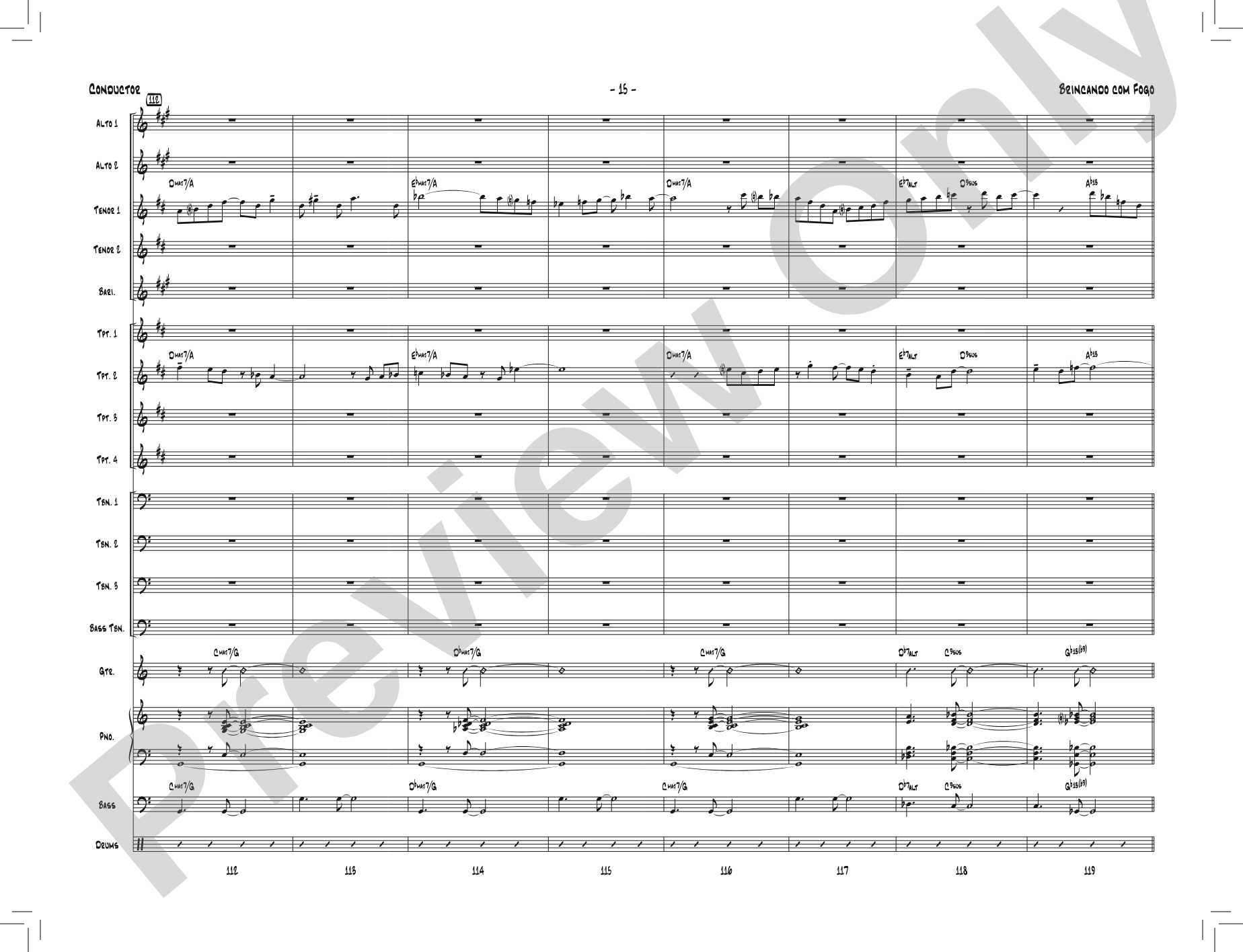 Brincando com Fogo: Jazz Ensemble Conductor Score & Parts