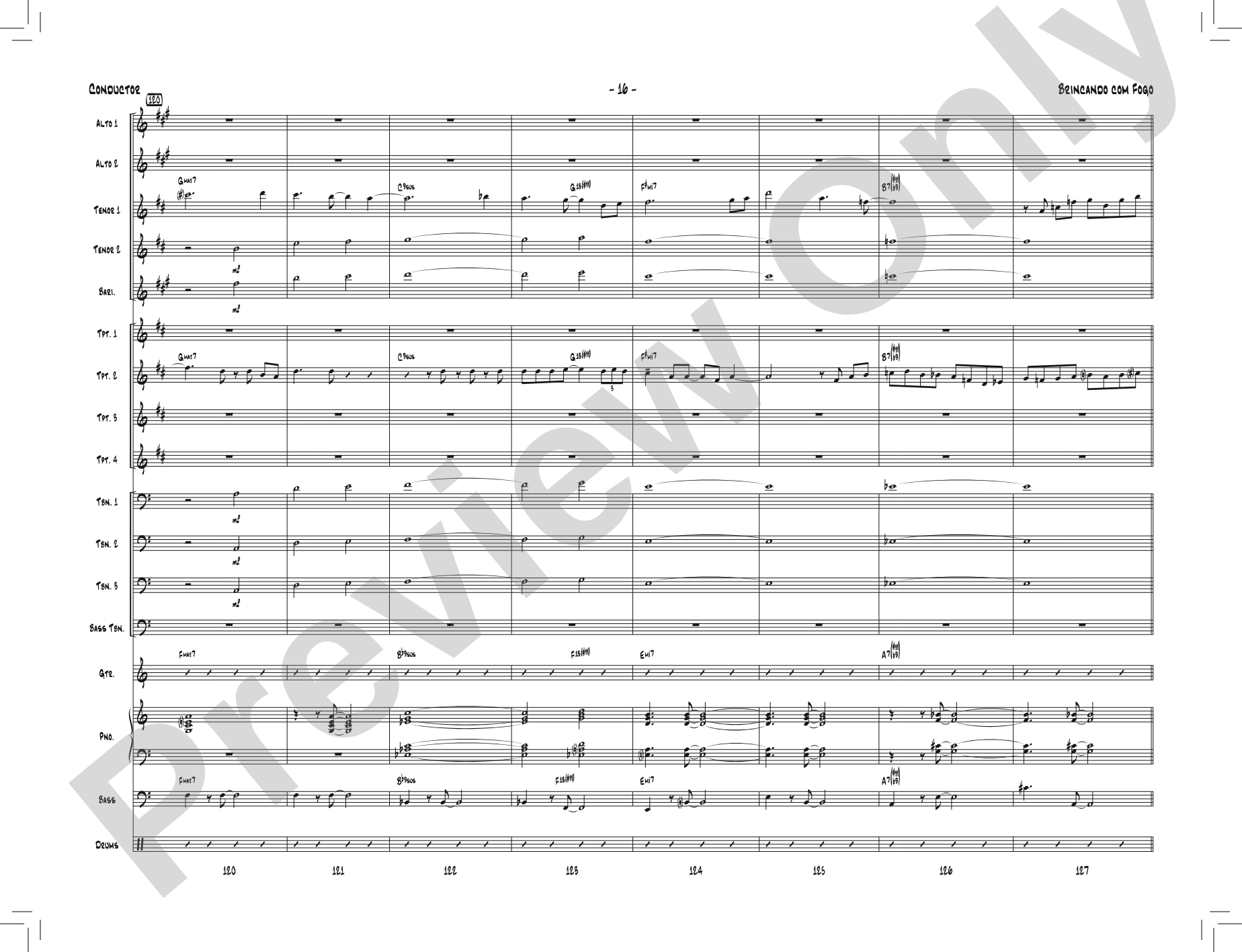 Brincando com Fogo: Jazz Ensemble Conductor Score & Parts