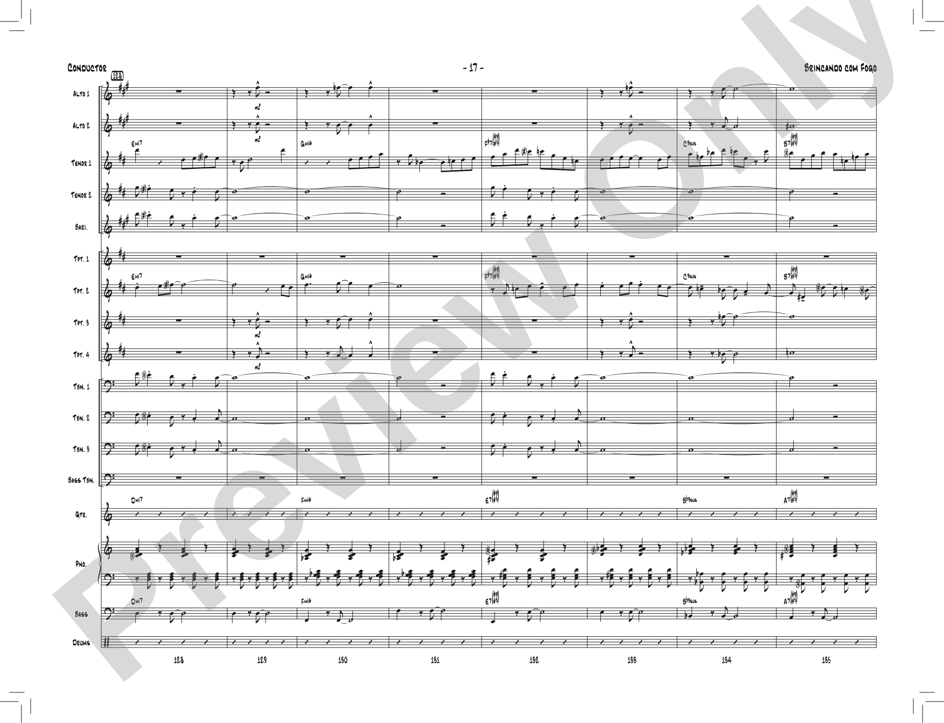 Brincando com Fogo: Jazz Ensemble Conductor Score & Parts