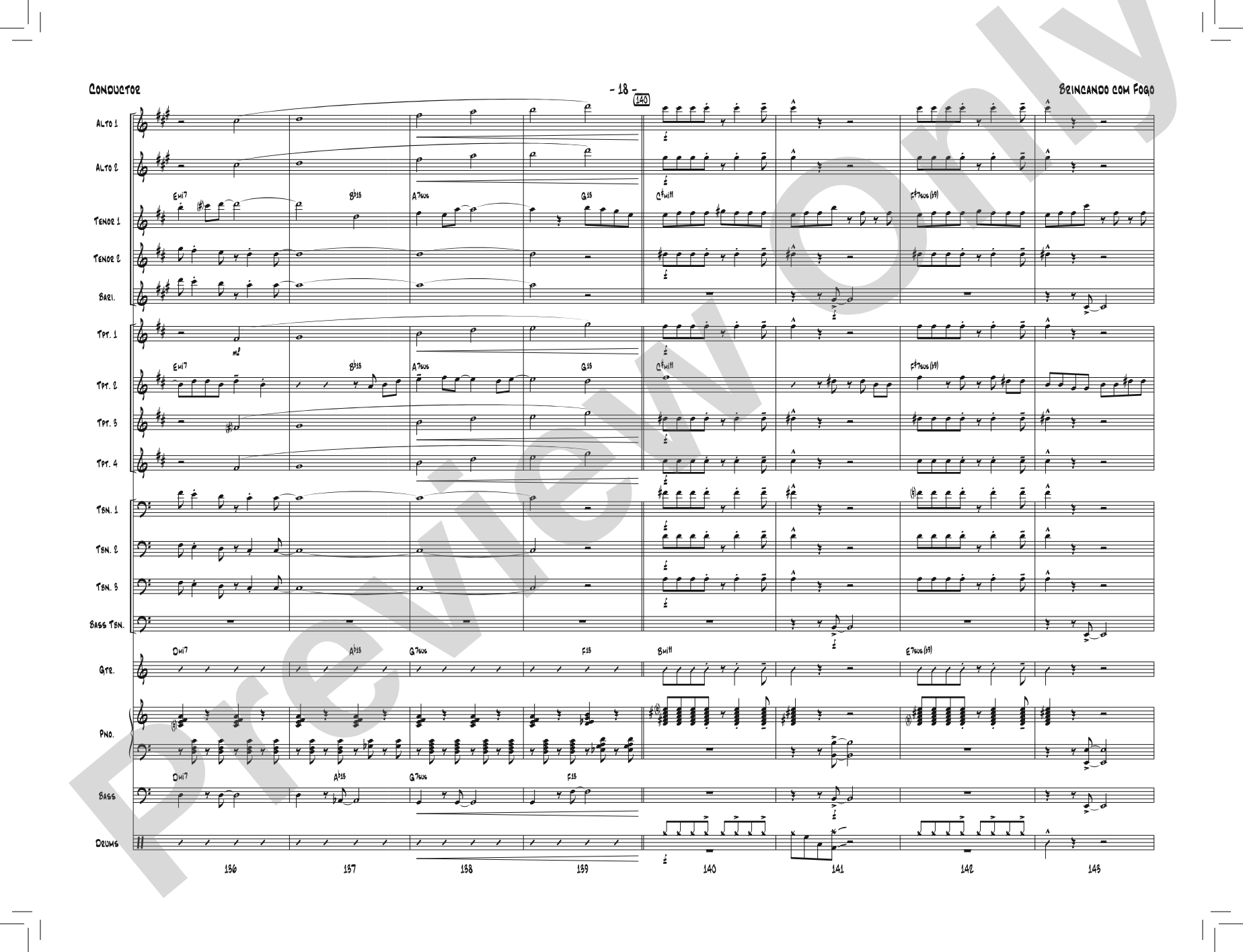 Brincando com Fogo: Jazz Ensemble Conductor Score & Parts