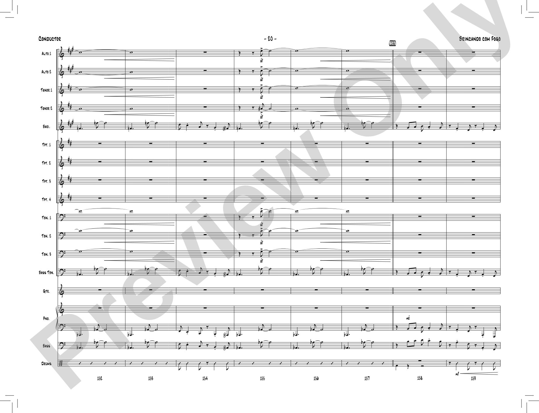 Brincando com Fogo: Jazz Ensemble Conductor Score & Parts