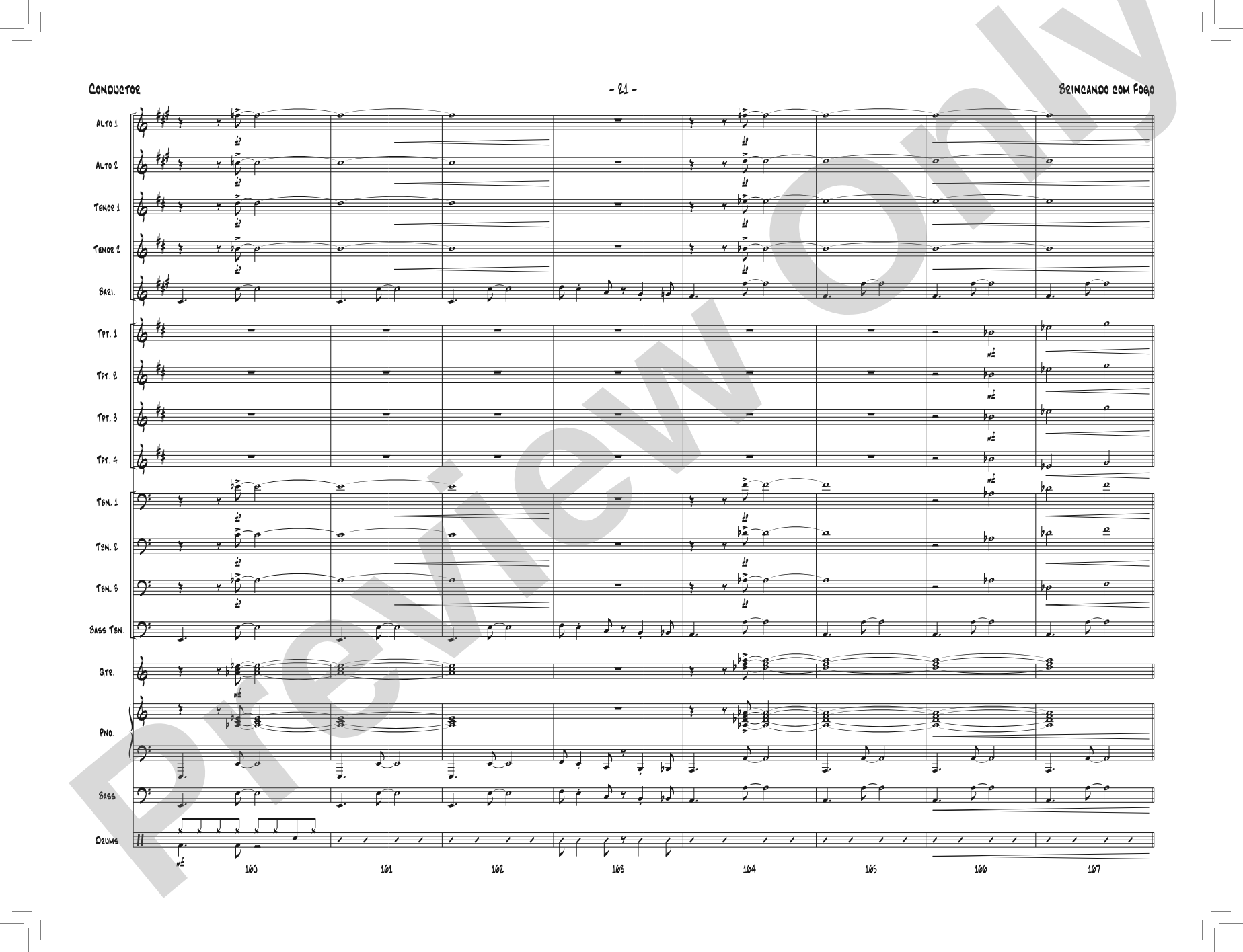 Brincando com Fogo: Jazz Ensemble Conductor Score & Parts