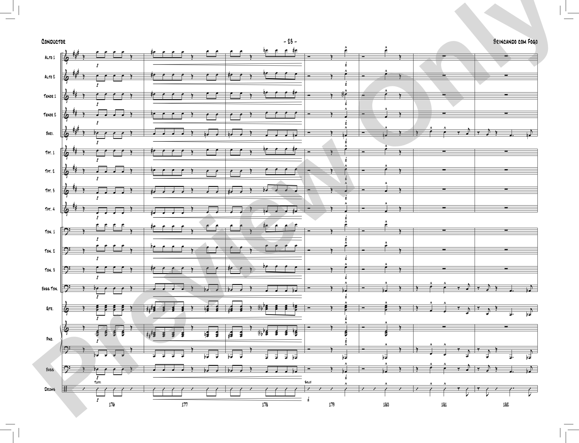 Brincando com Fogo: Jazz Ensemble Conductor Score & Parts