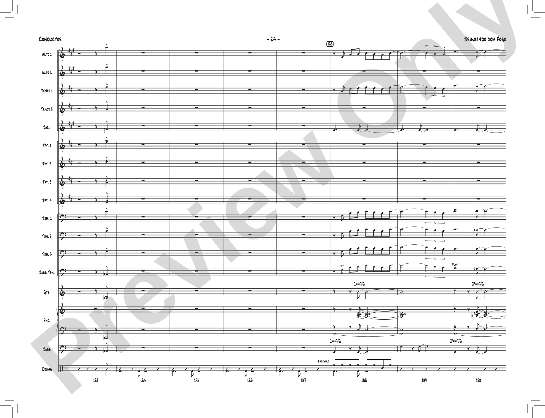 Brincando com Fogo: Jazz Ensemble Conductor Score & Parts