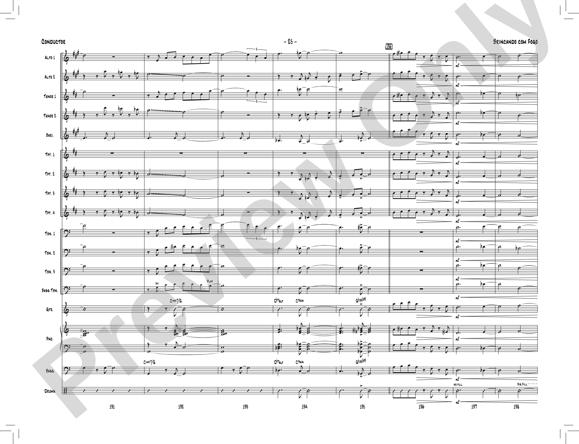 Brincando com Fogo: Jazz Ensemble Conductor Score & Parts